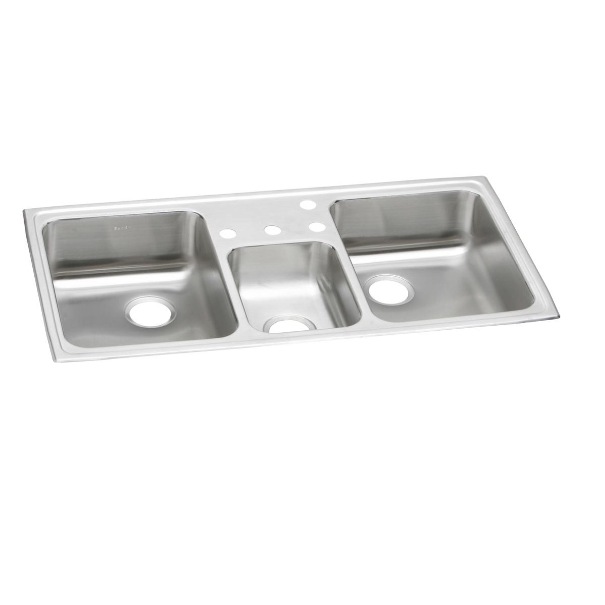 brushed satin triple bowl drop-in sink