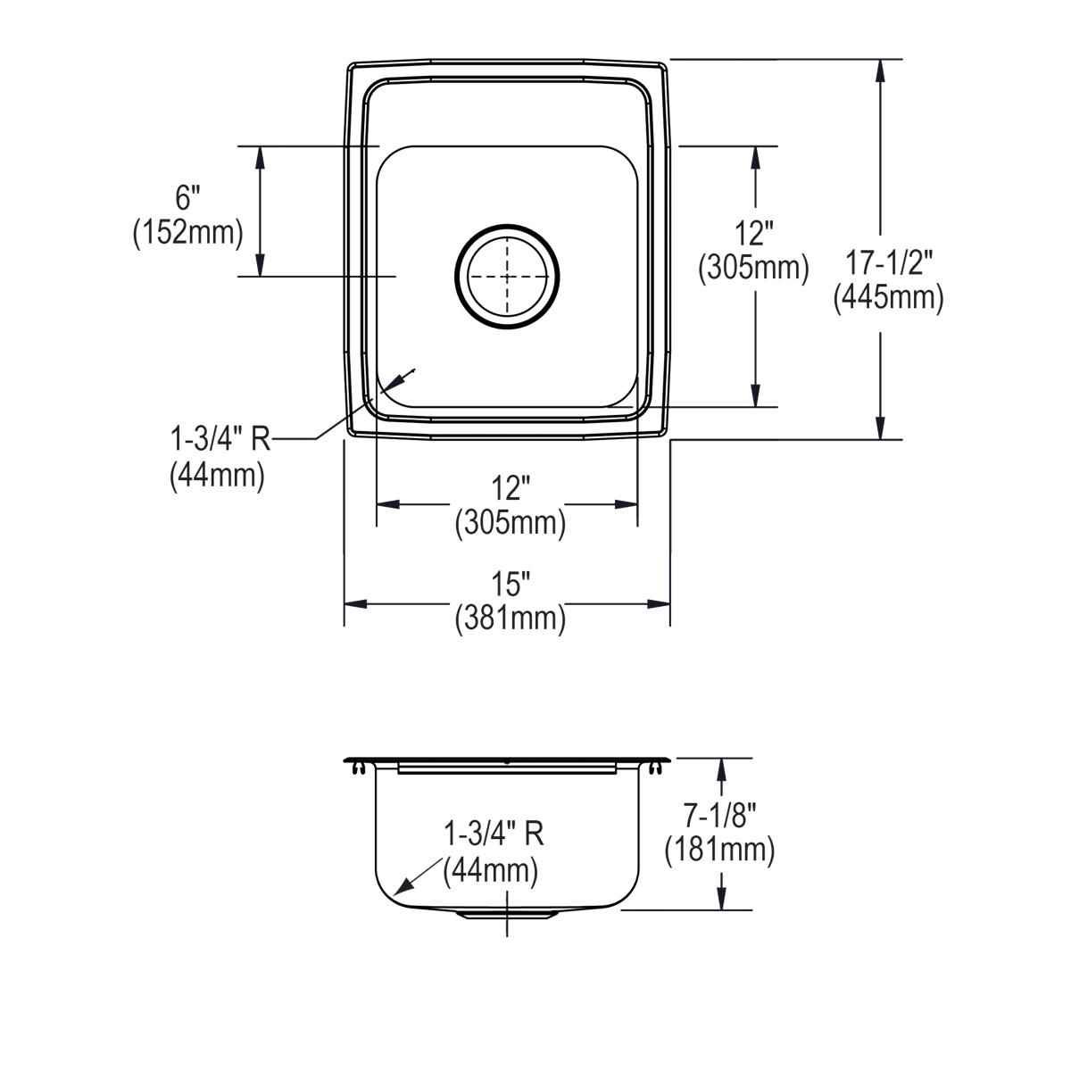 brushed satin single bowl drop-in bar