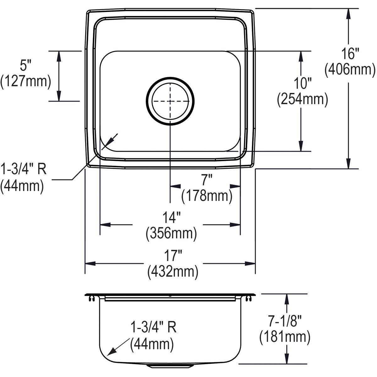 brushed satin single bowl drop-in sink