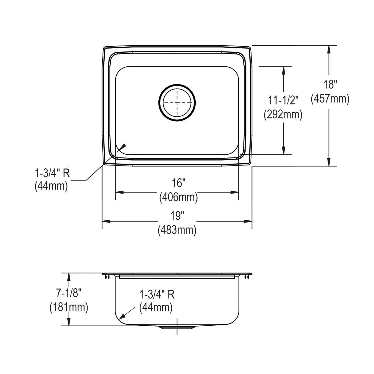 brushed satin single bowl drop-in sink