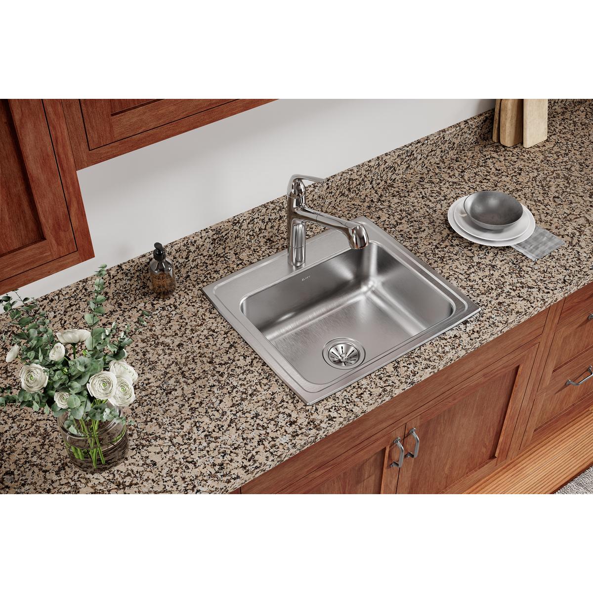 brushed satin single bowl drop-in sink