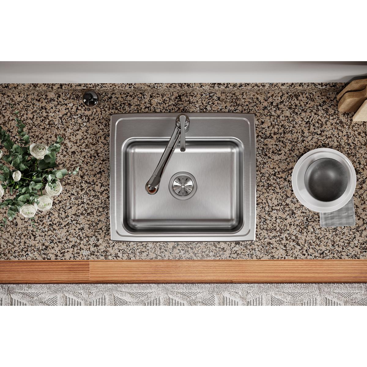 brushed satin single bowl drop-in sink