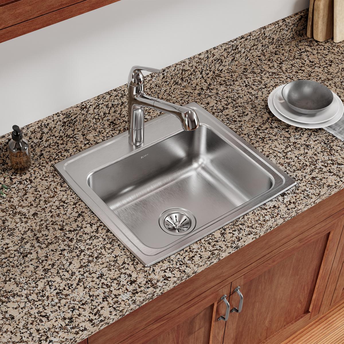 brushed satin single bowl drop-in sink