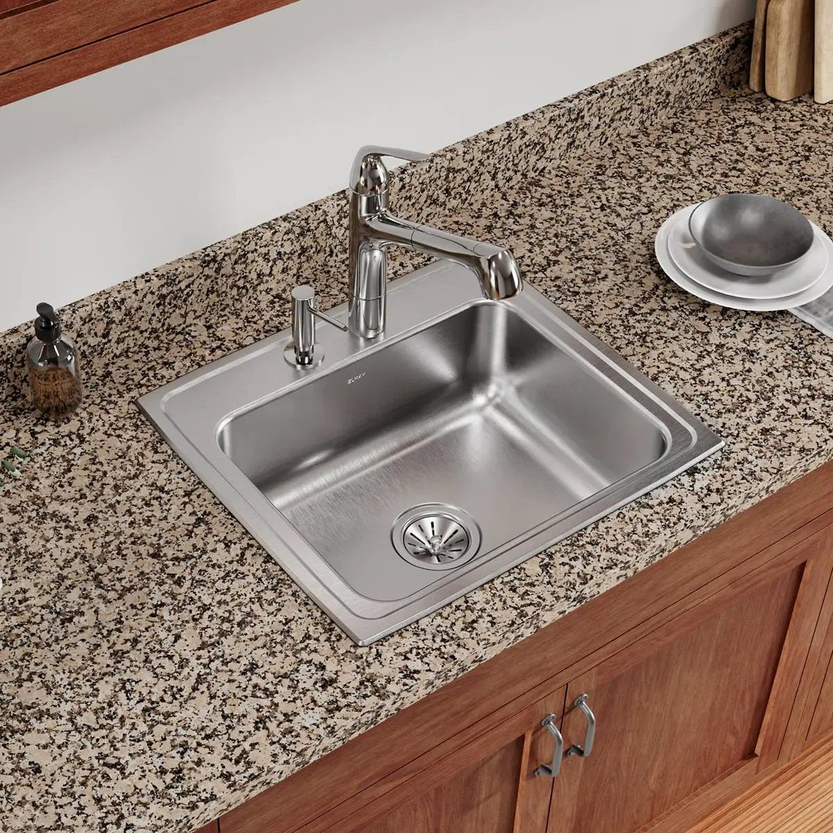 brushed satin single bowl drop-in sink