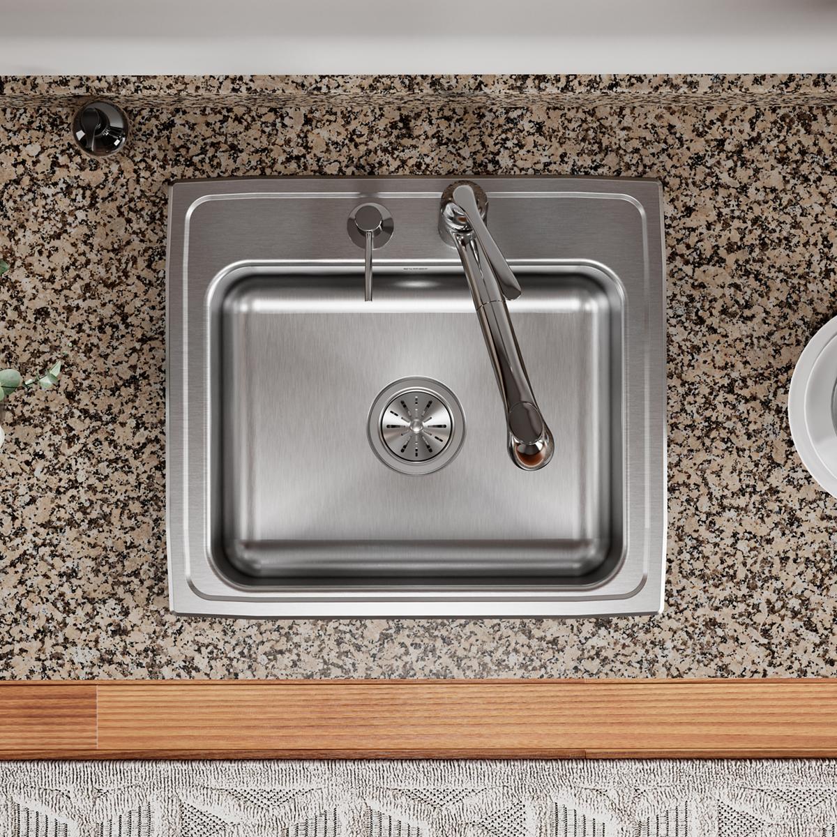 brushed satin single bowl drop-in sink