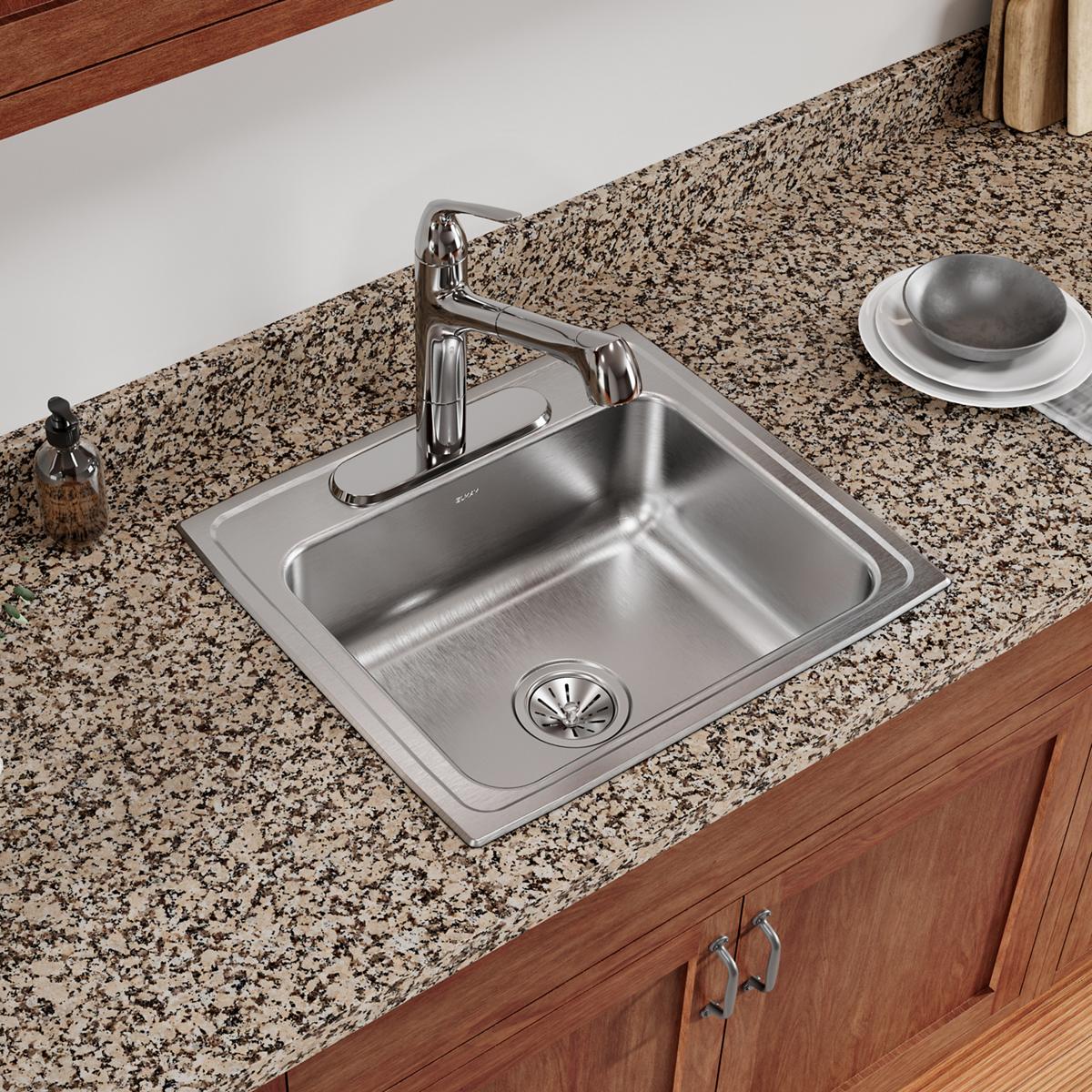 brushed satin single bowl drop-in sink