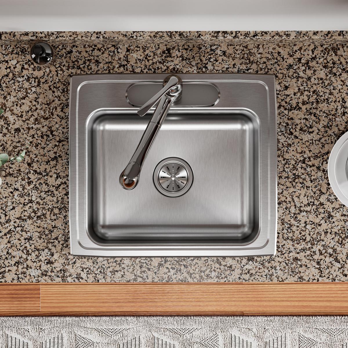 brushed satin single bowl drop-in sink