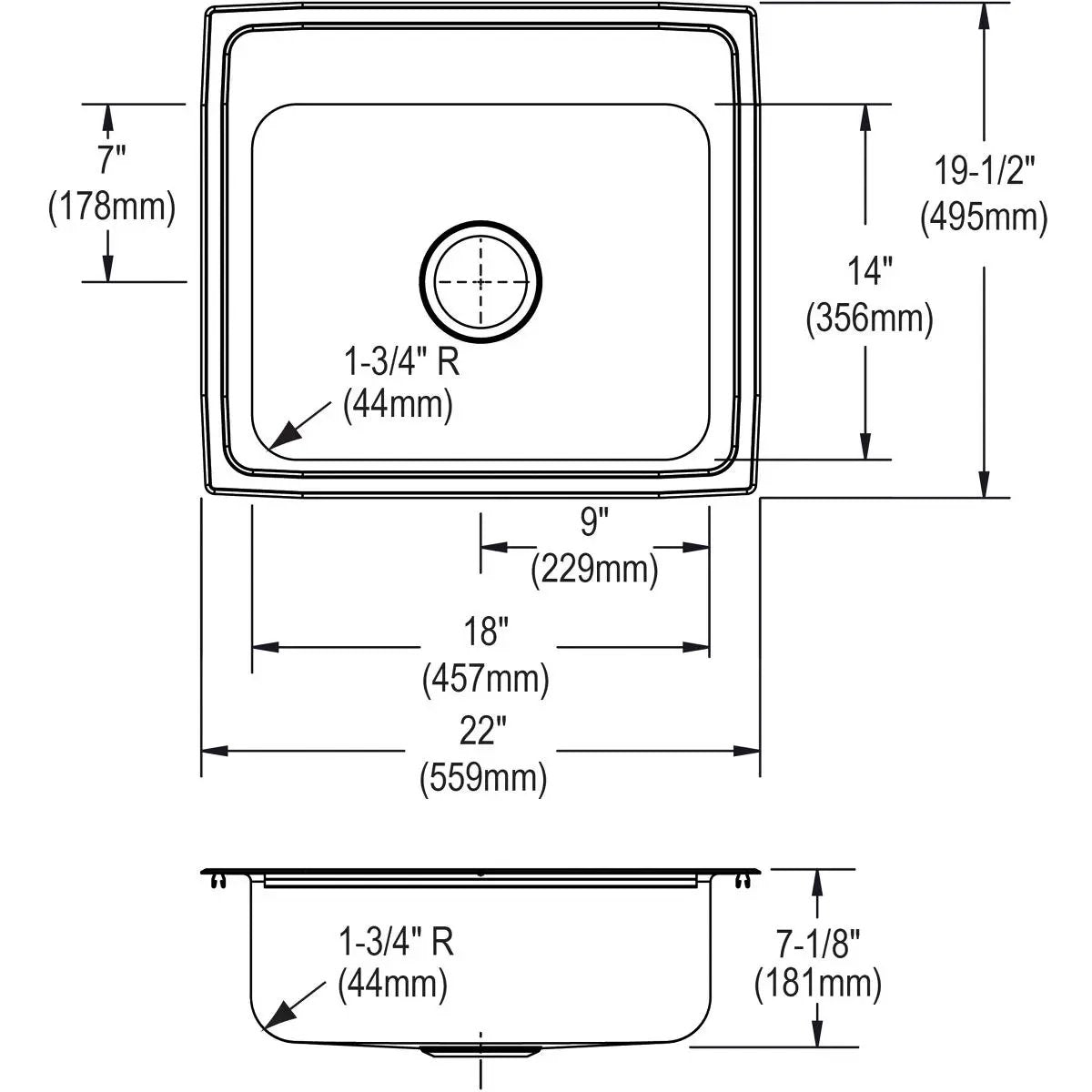 brushed satin single bowl drop-in sink