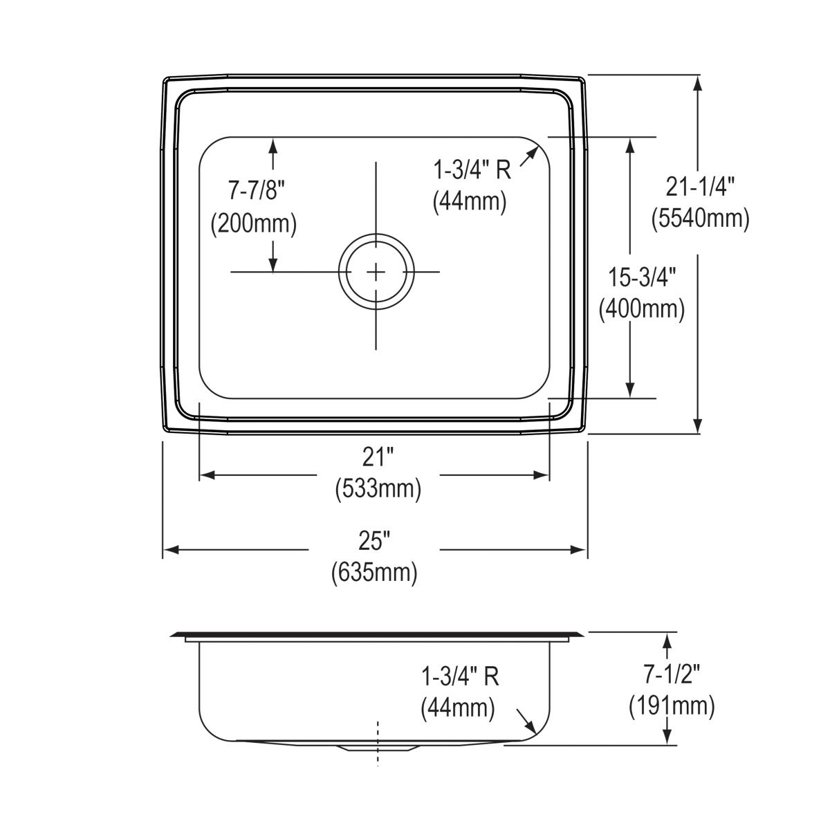 brushed satin single bowl drop-in sink