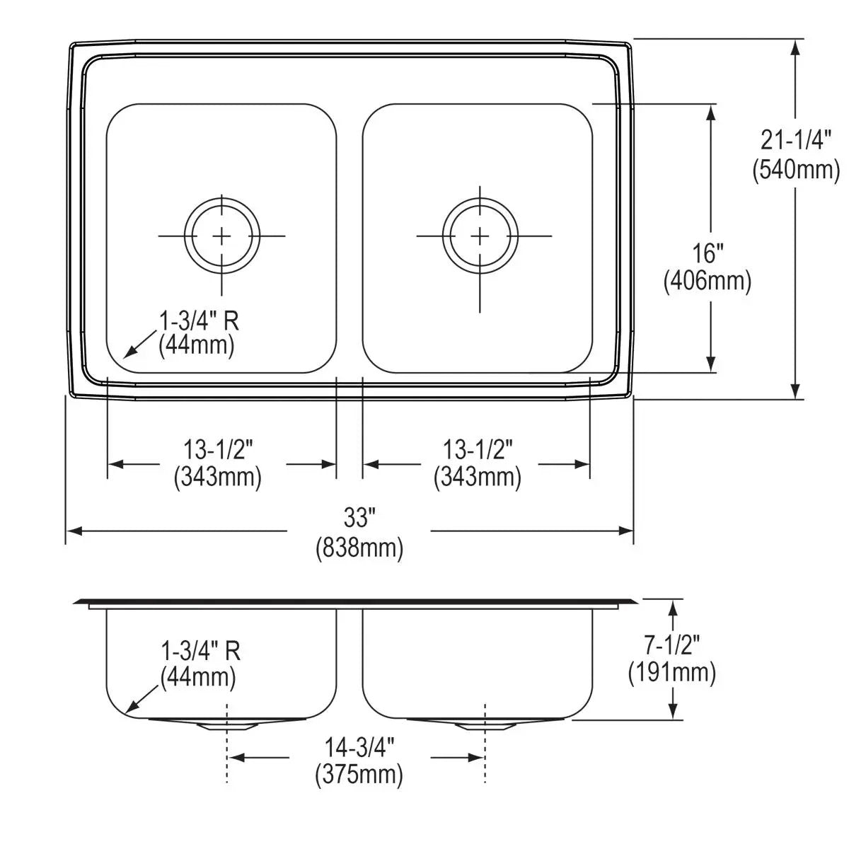 brushed satin double bowl drop-in sink
