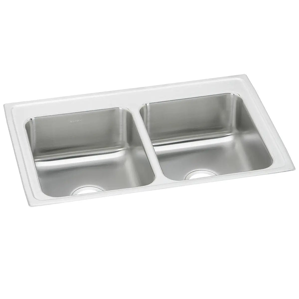 brushed satin double bowl drop-in sink