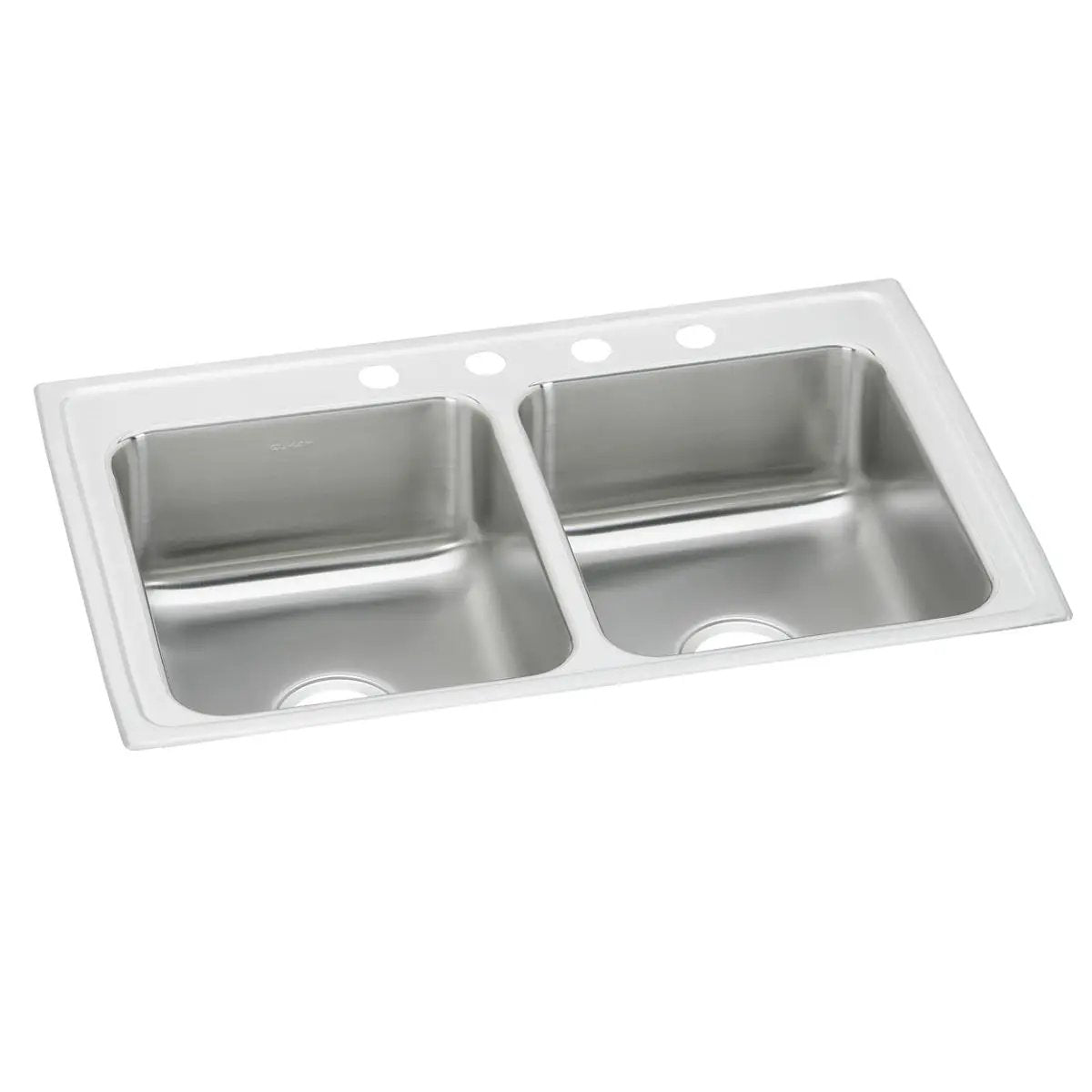 brushed satin double bowl drop-in sink