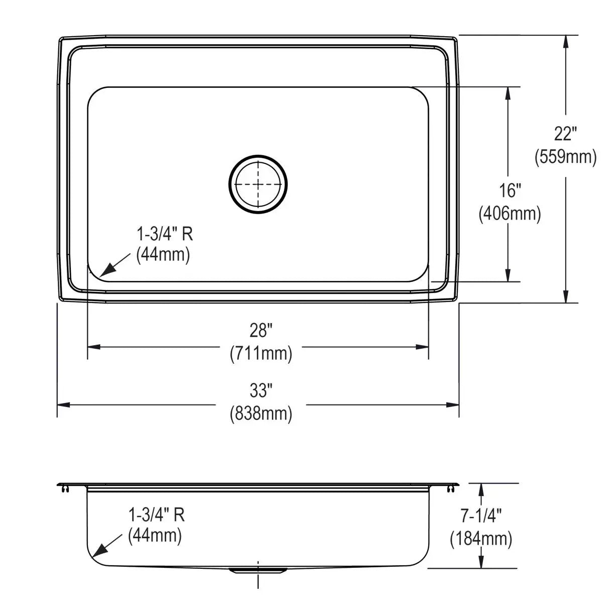 brushed satin single bowl drop-in sink