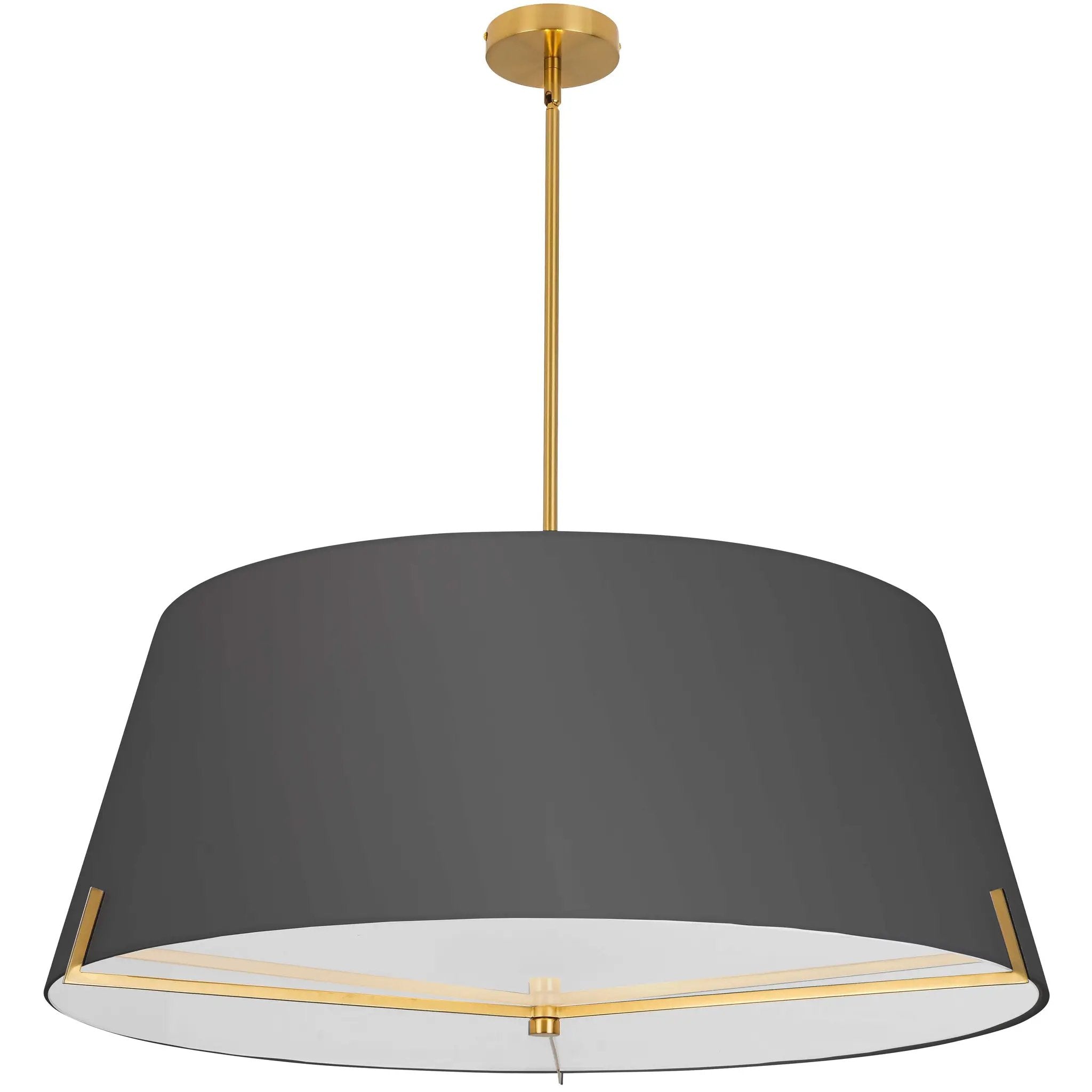 aged brass with black fabric shade pendants