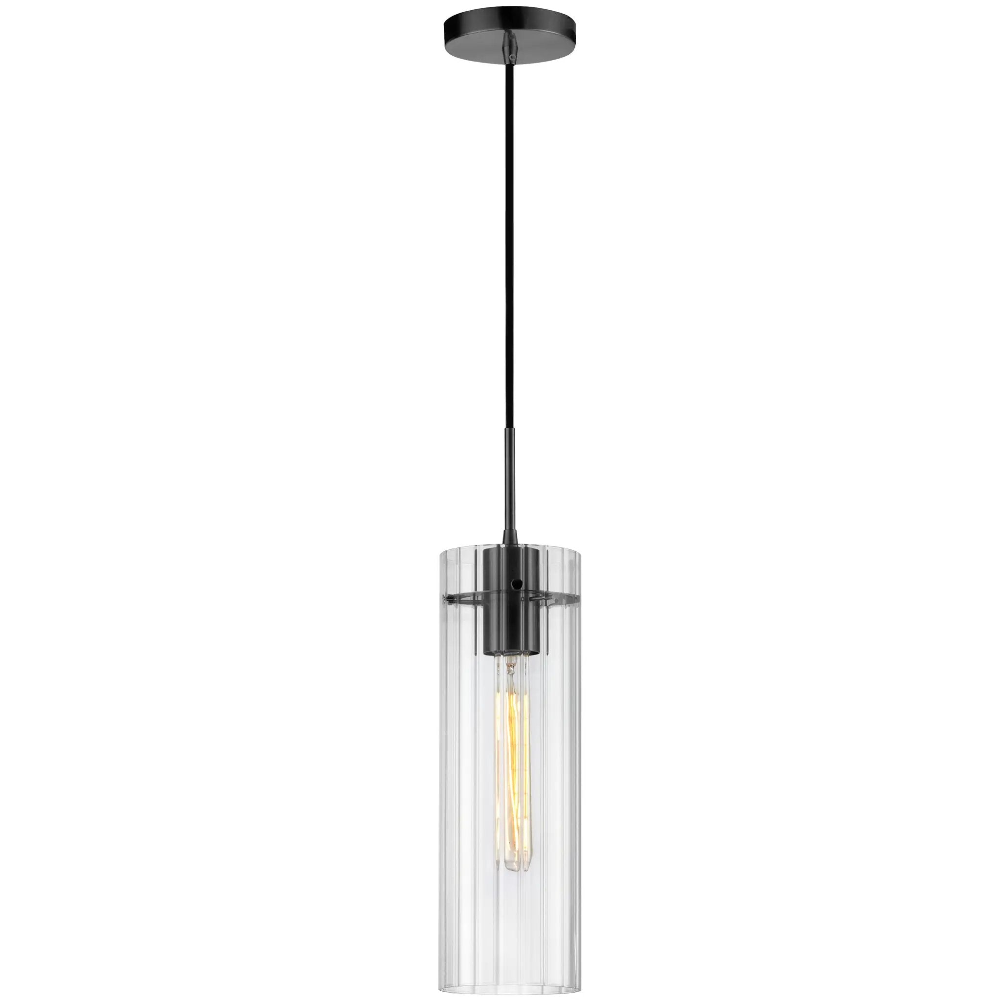 Dainolite 1 Light Incand Pendant with Clear Fluted Glass by Dainolite