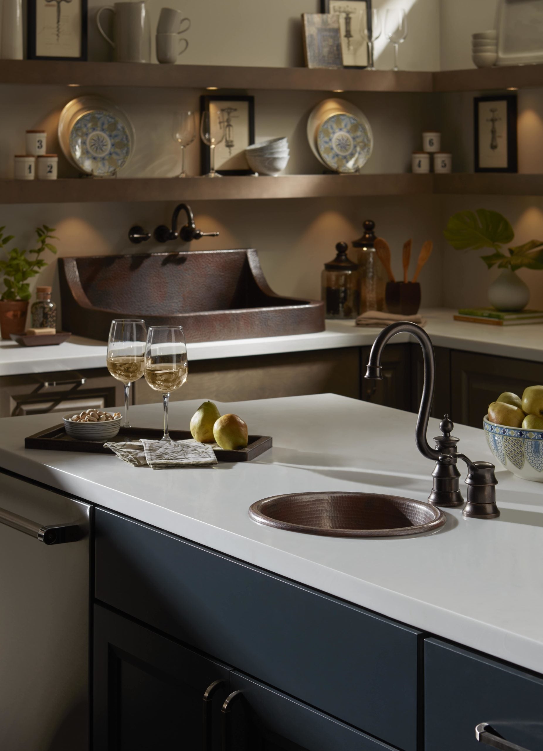 aged copper hammered sink