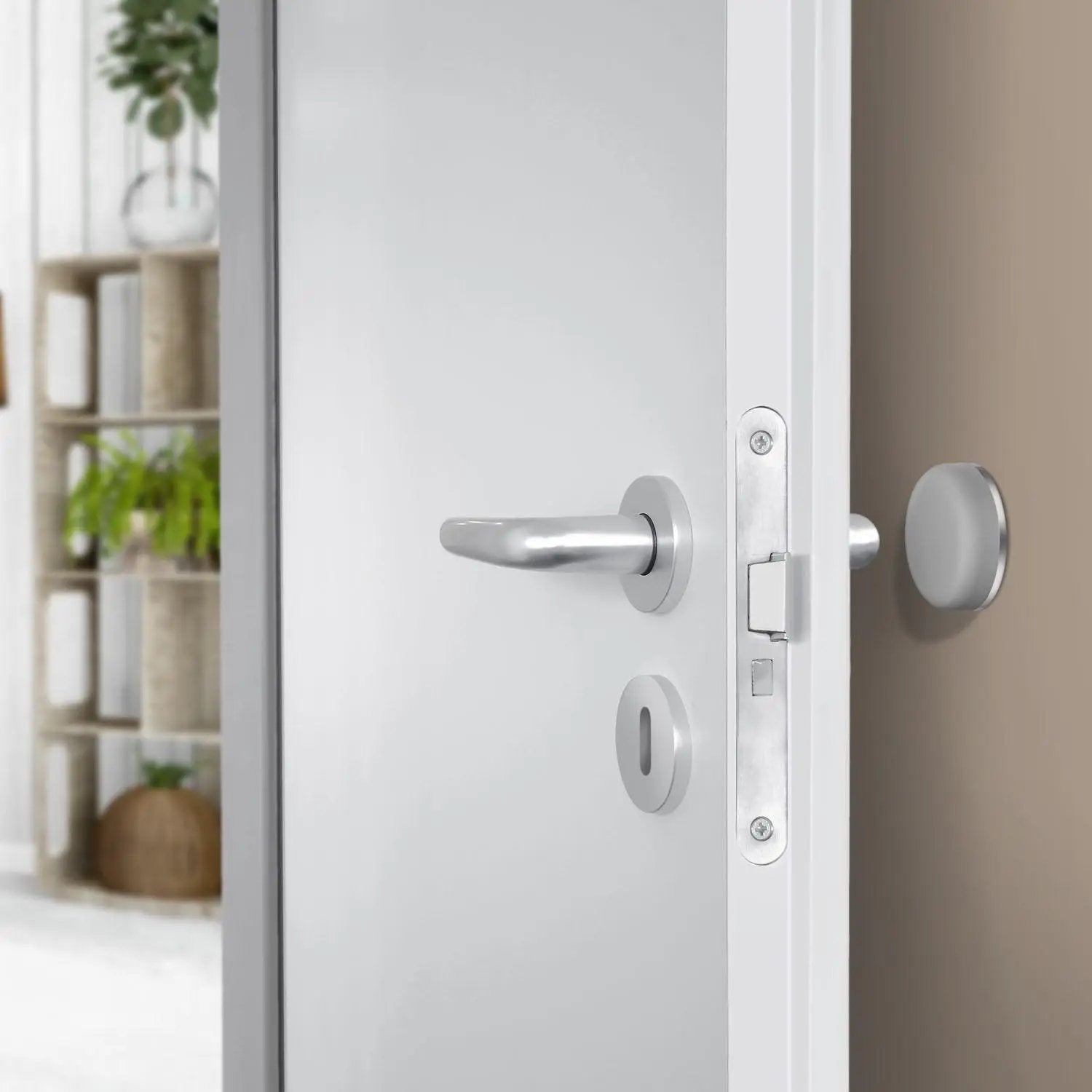 brushed stainless steel door stop