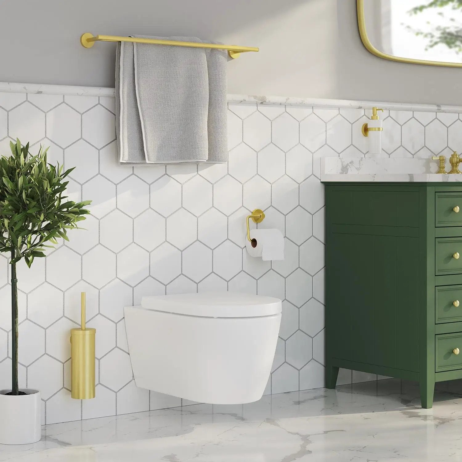 brushed brass toilet brush