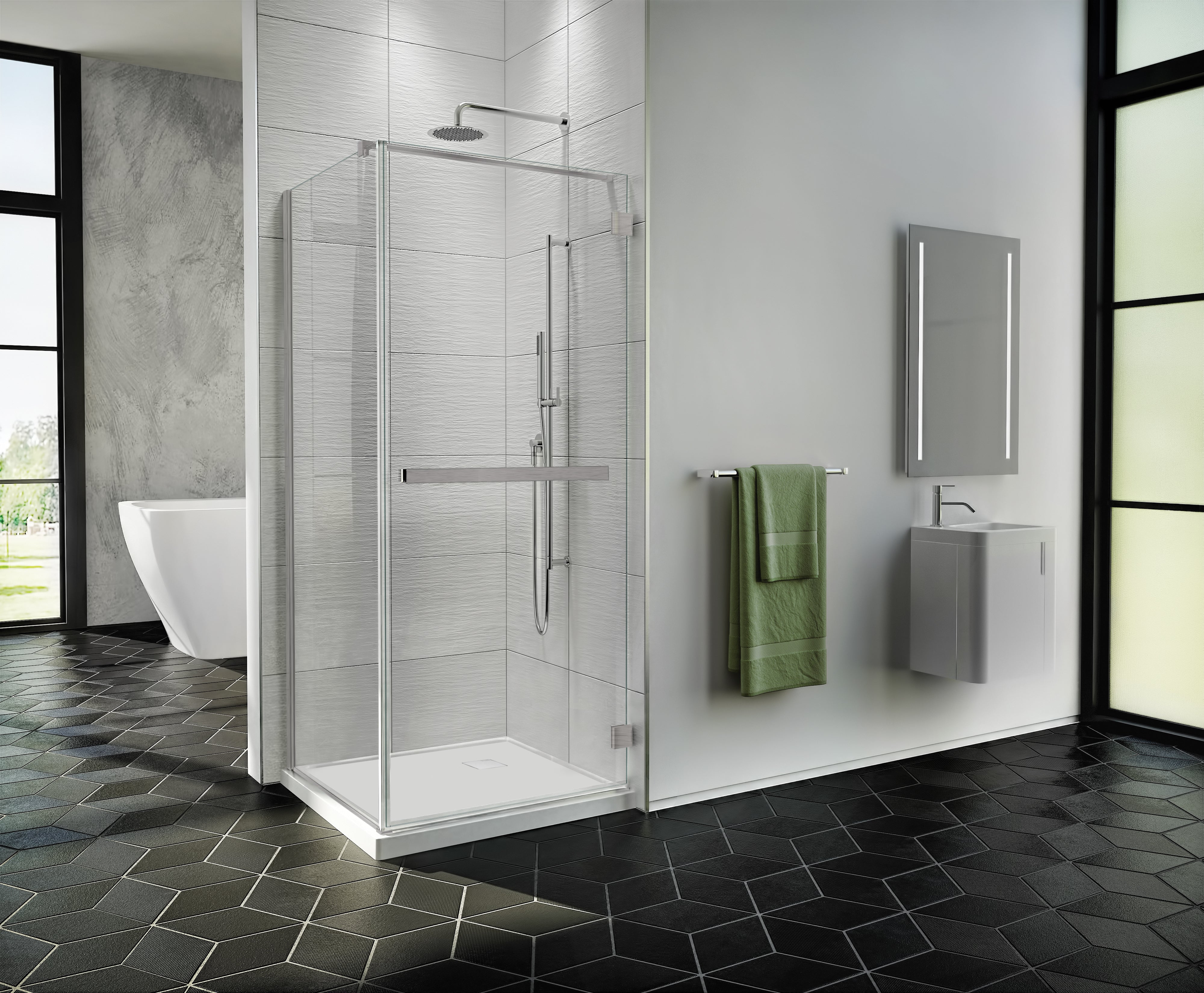 brushed nickel shower door