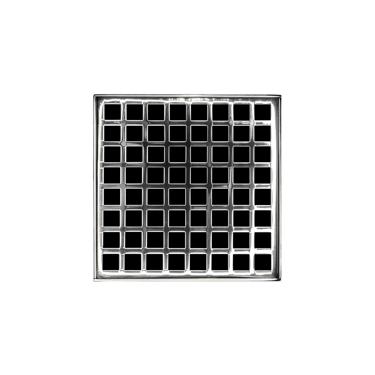 Infinity Drain 5" x 5" QD 5 High Flow Complete Kit with Squares Pattern Decorative Plate with Cast Iron Drain Body, 3" No-Hub Outlet by Infinity Drain