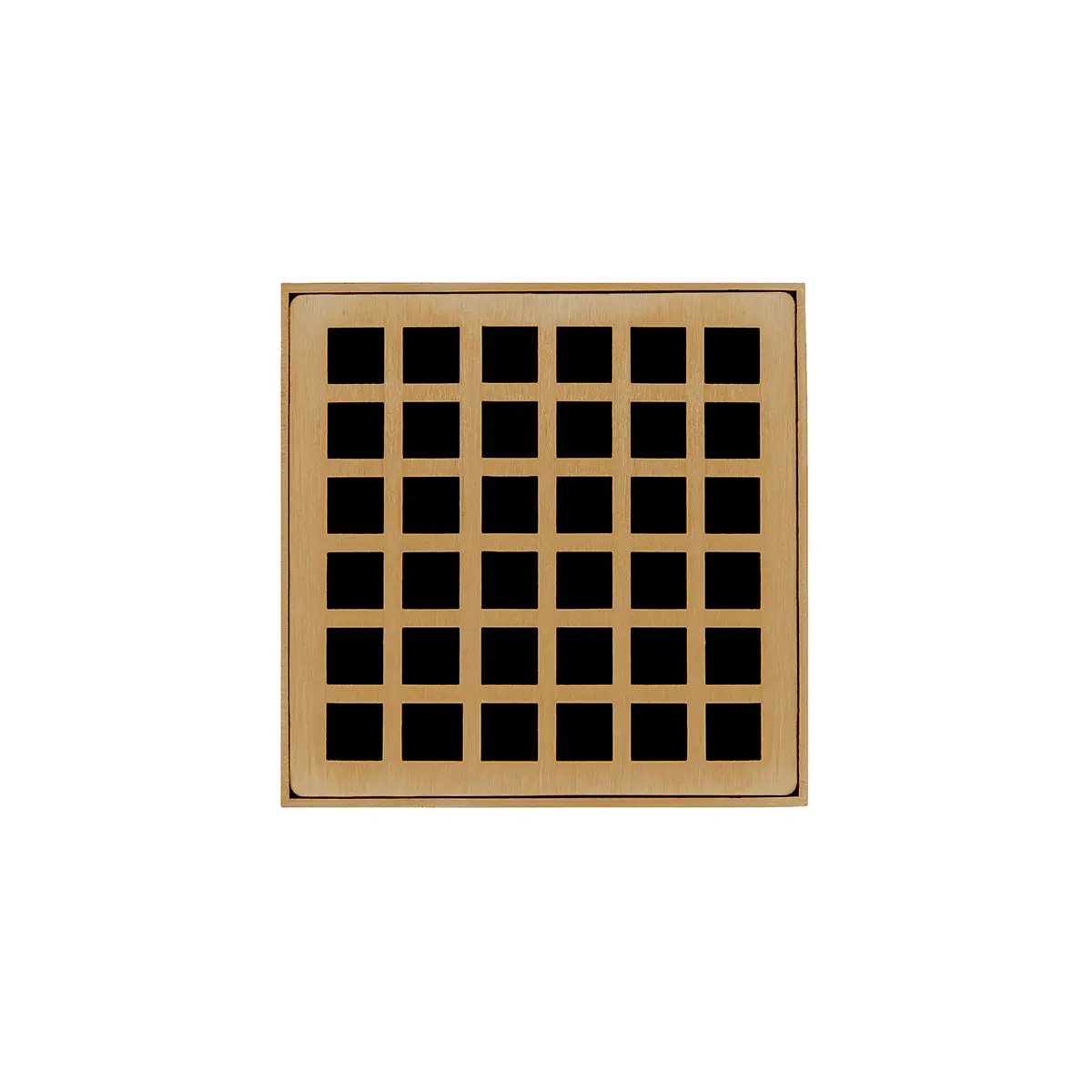 Infinity Drain 4" x 4" QDB 4 Complete Kit with Squares Pattern Decorative Plate with Stainless Steel Bonded Flange Drain Body, 2" No Hub Outlet by Infinity Drain