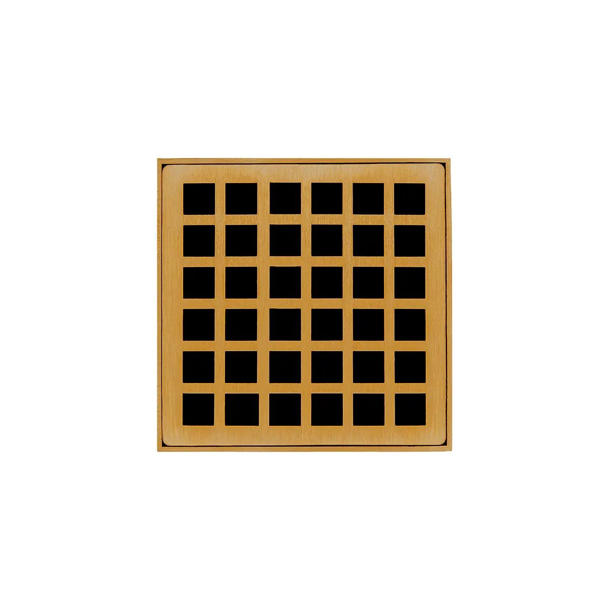 Infinity Drain 4" x 4" QDB 4 Complete Kit with Squares Pattern Decorative Plate with Stainless Steel Bonded Flange Drain Body, 2" No Hub Outlet by Infinity Drain