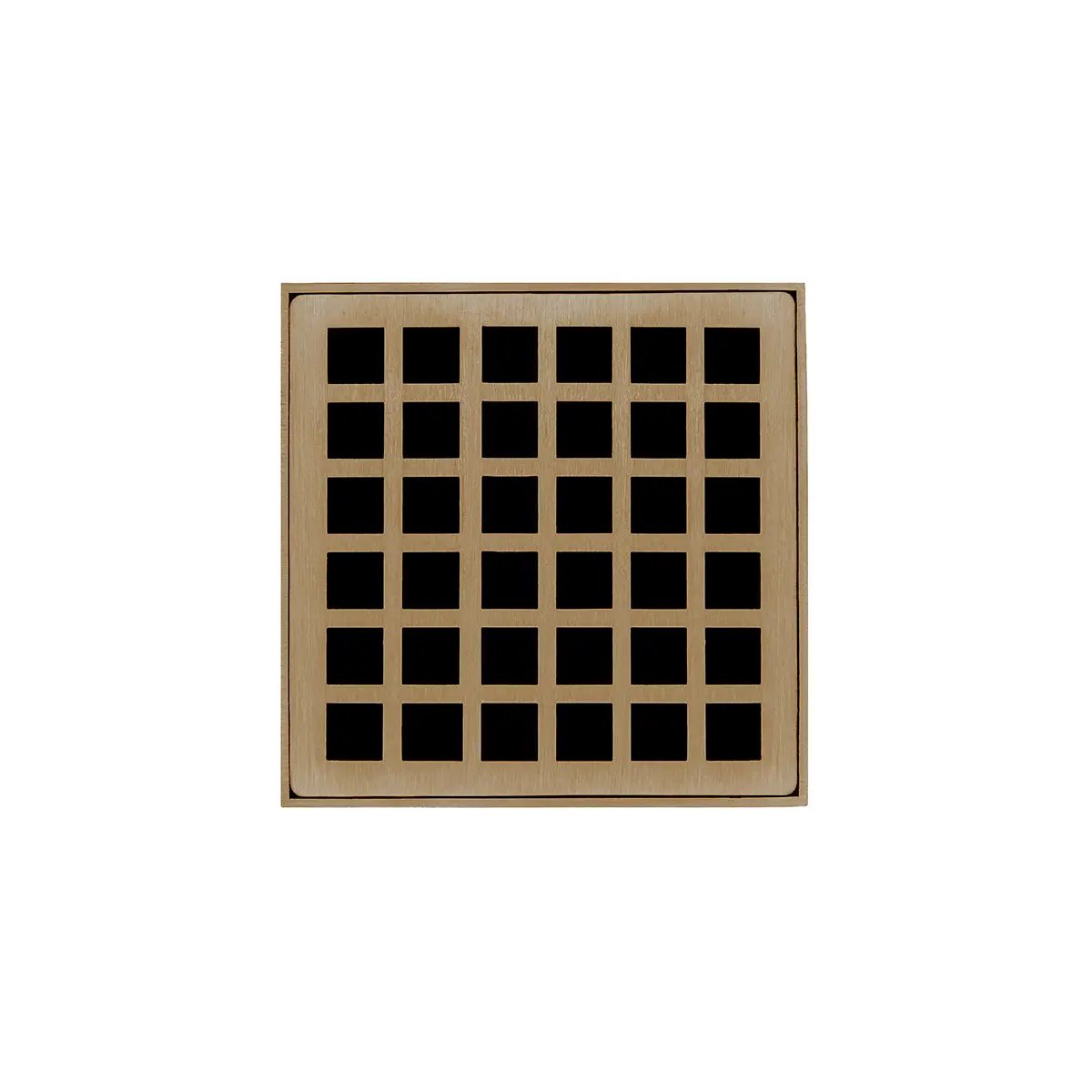 Infinity Drain 4" x 4" QDB 4 Complete Kit with Squares Pattern Decorative Plate with Stainless Steel Bonded Flange Drain Body, 2" No Hub Outlet by Infinity Drain