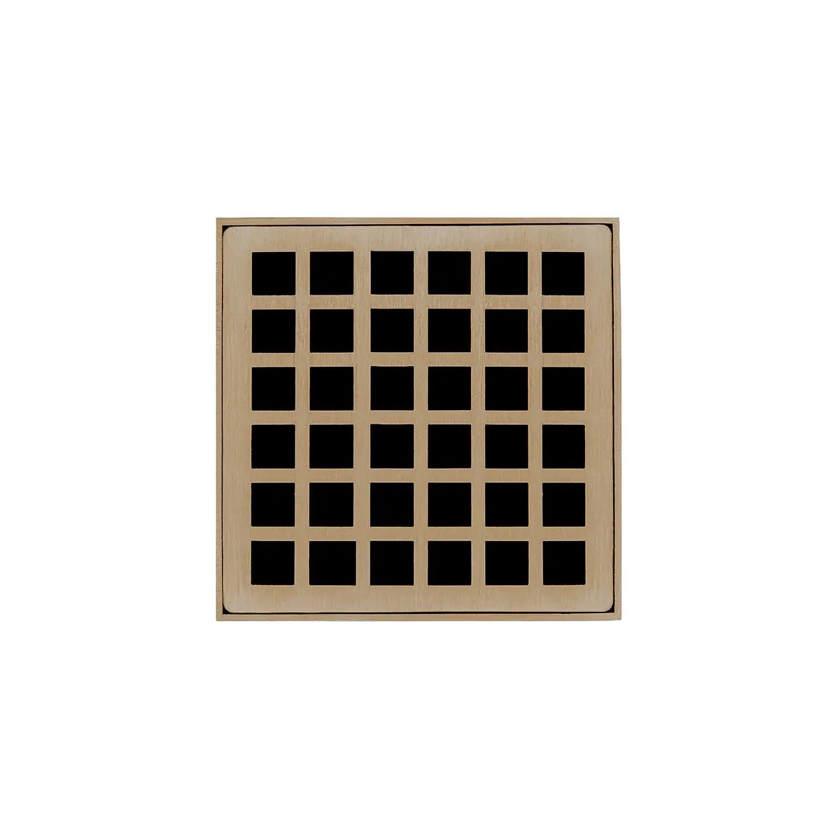 Infinity Drain 4" x 4" QDB 4 Complete Kit with Squares Pattern Decorative Plate with Stainless Steel Bonded Flange Drain Body, 2" No Hub Outlet by Infinity Drain