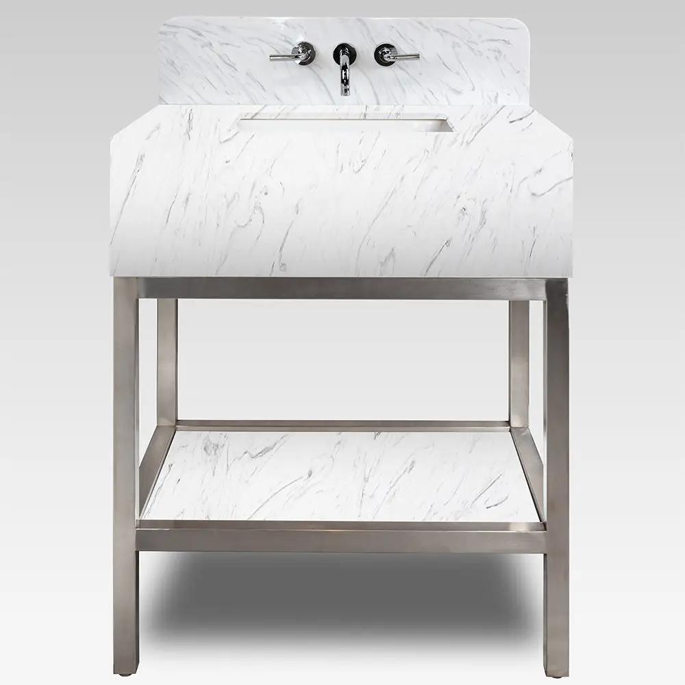 brushed stainless steel vanity frame