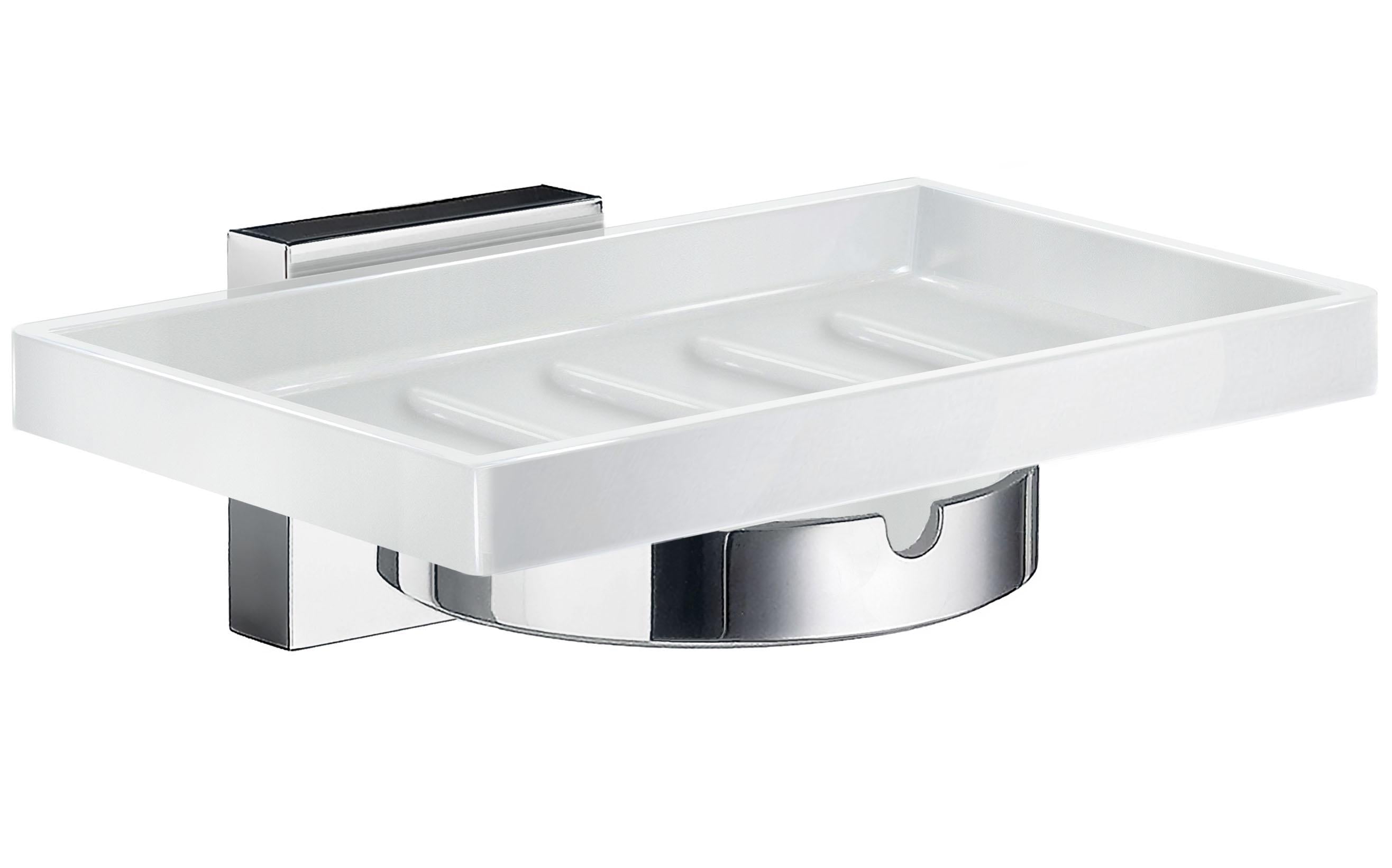 polished chrome holder with soap dish