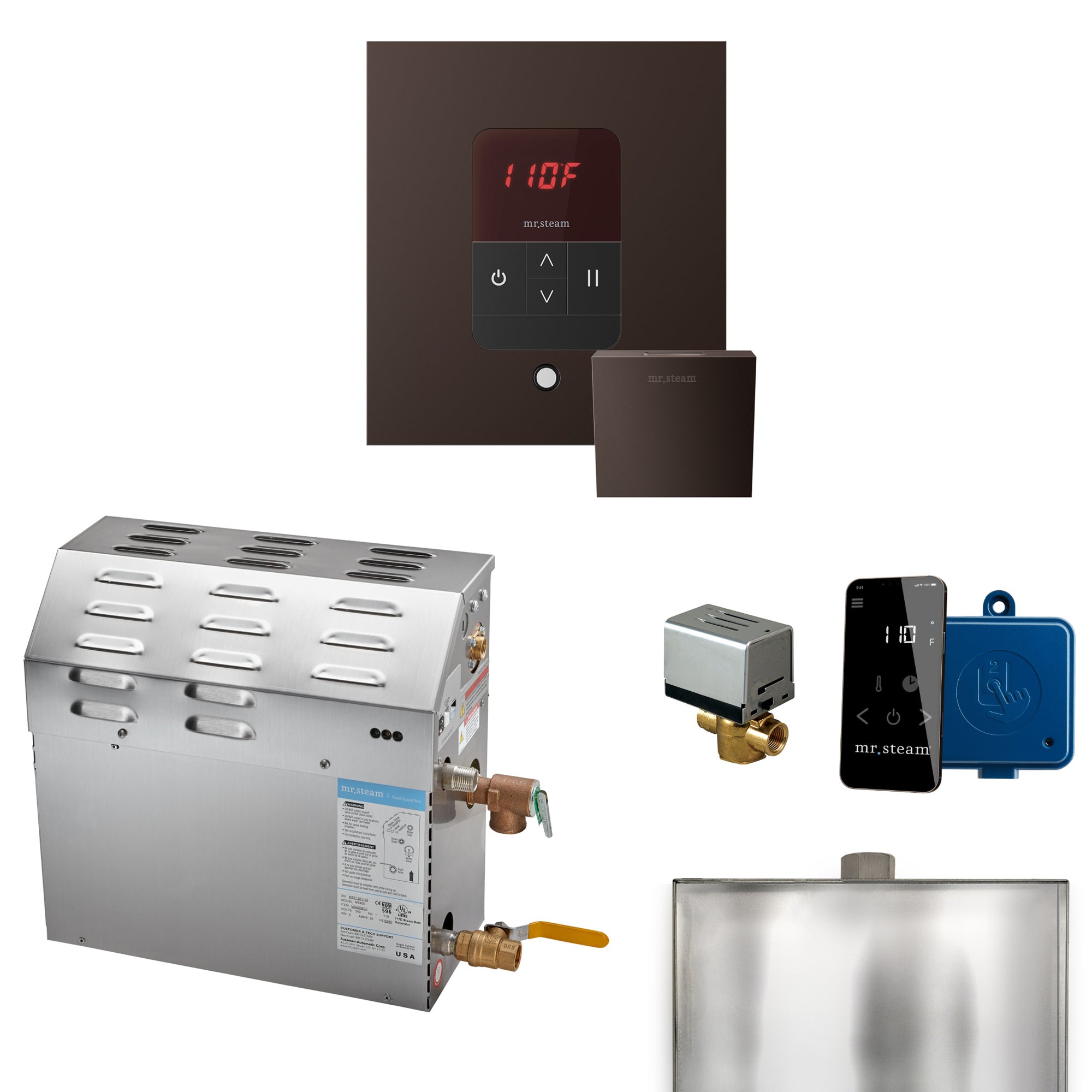 Mr Steam MS 7.5 kW Steam Shower Generator Package with Square iTempo Control