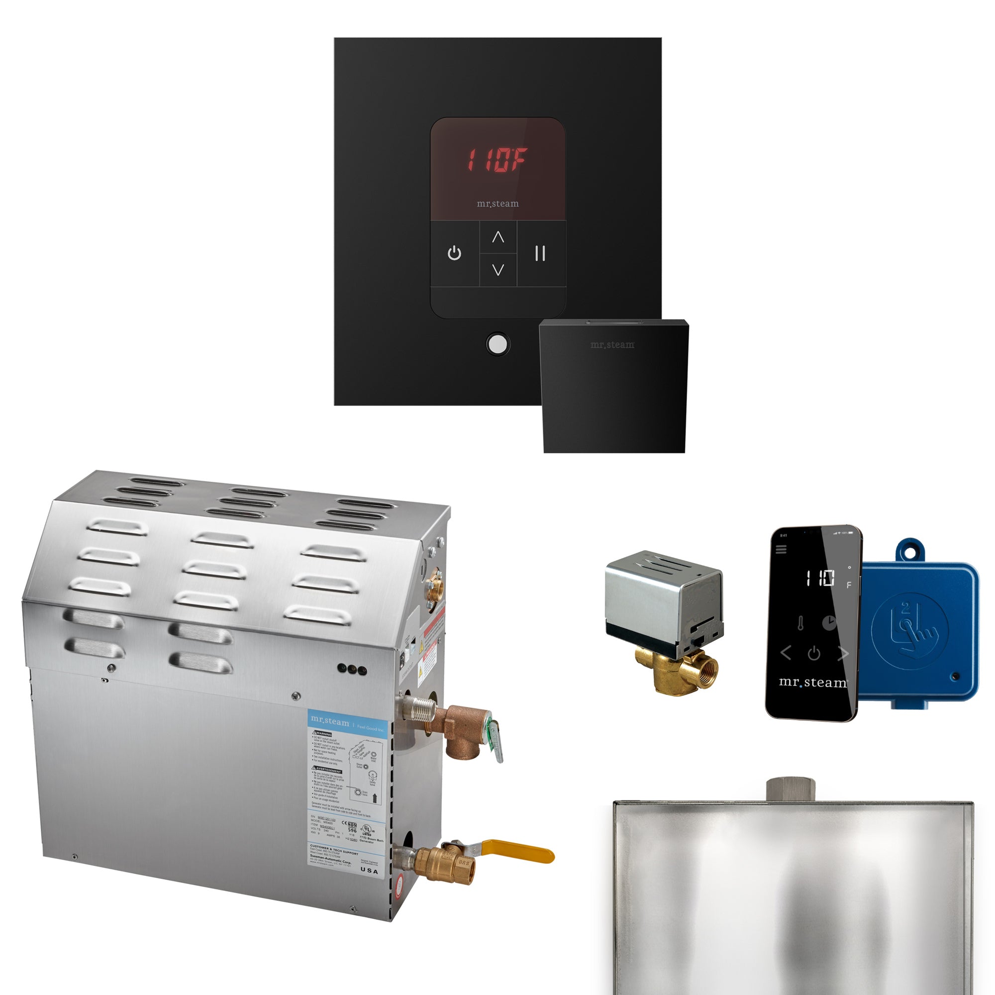 Mr Steam MS 10 kW Steam Shower Generator Package with Square iTempo Control