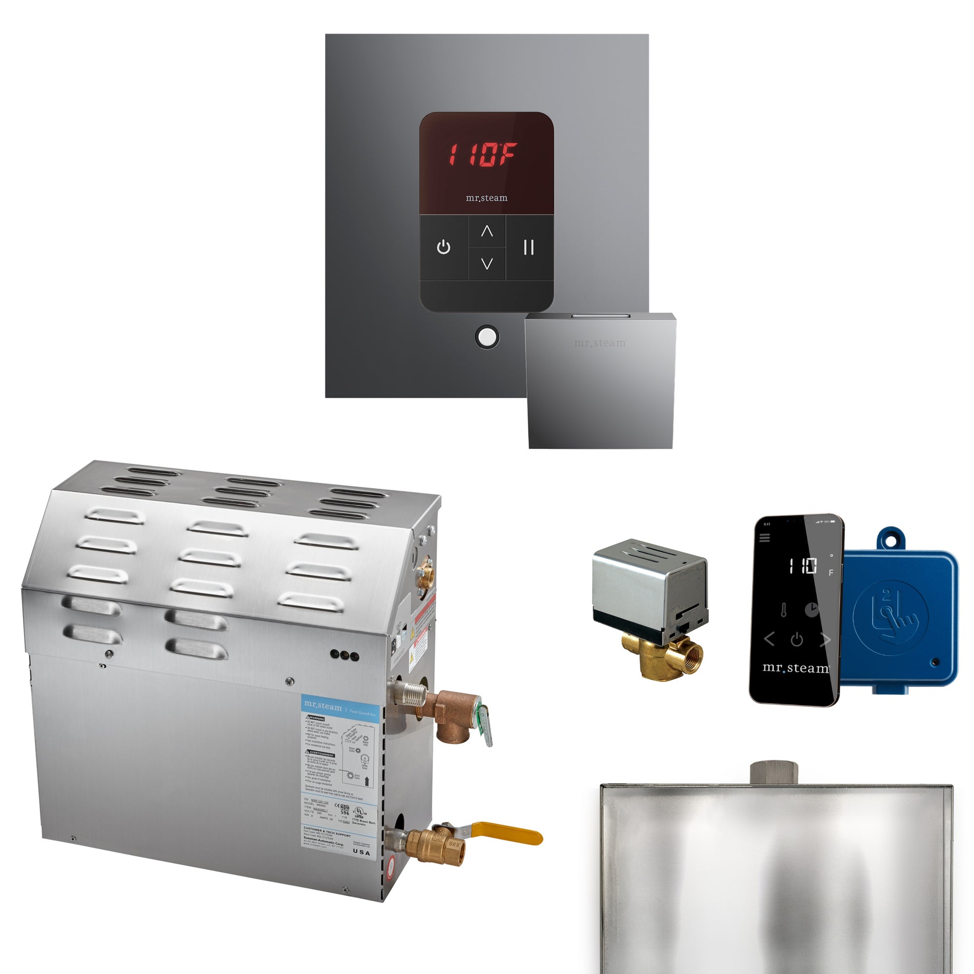 Mr Steam MS 12 kW Steam Shower Generator Package with Square iTempo Control