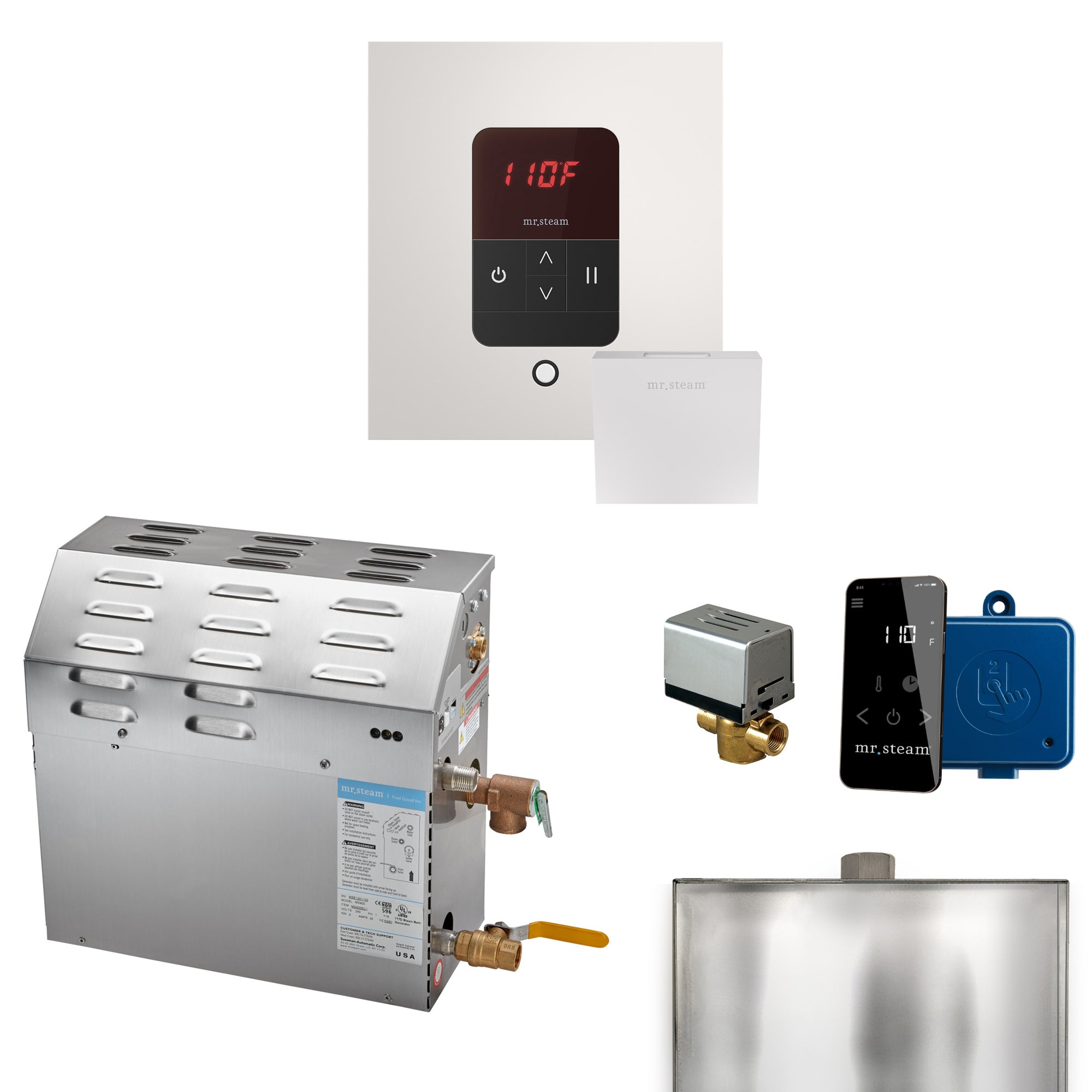 Mr Steam MS 9 kW Steam Shower Generator Package with Square iTempo Control