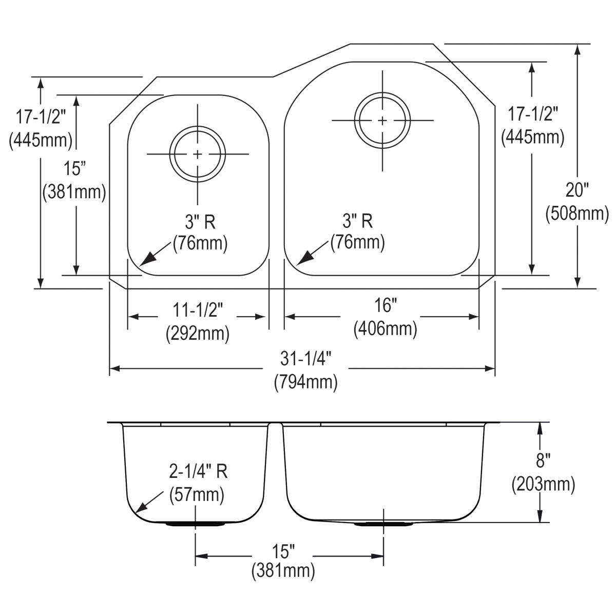 soft satin double bowl undermount sink