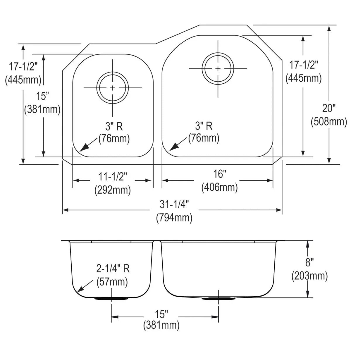 soft satin double bowl undermount sink