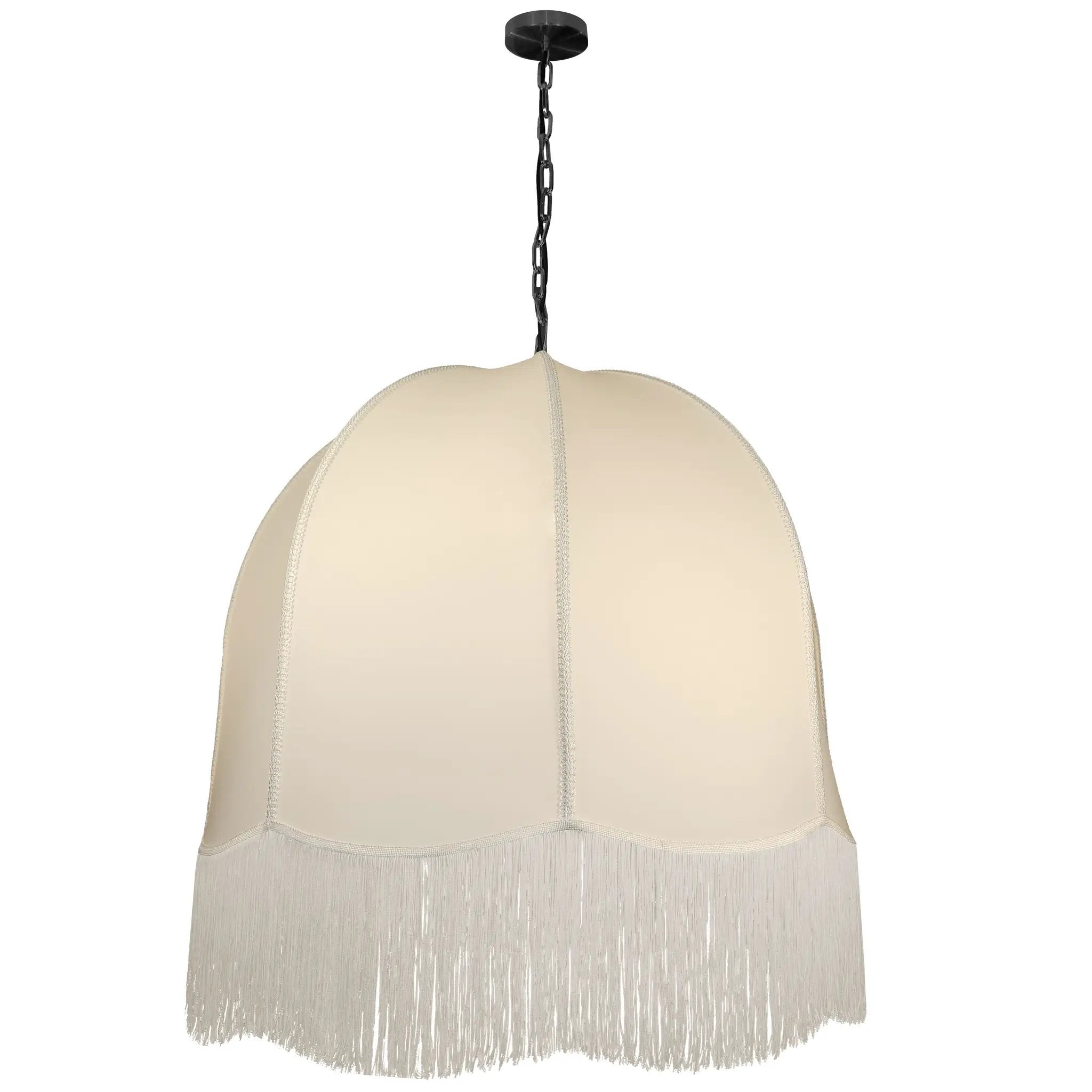 Dainolite 1 Light Incandescent Pendant Light with White Fringe Shade by Dainolite