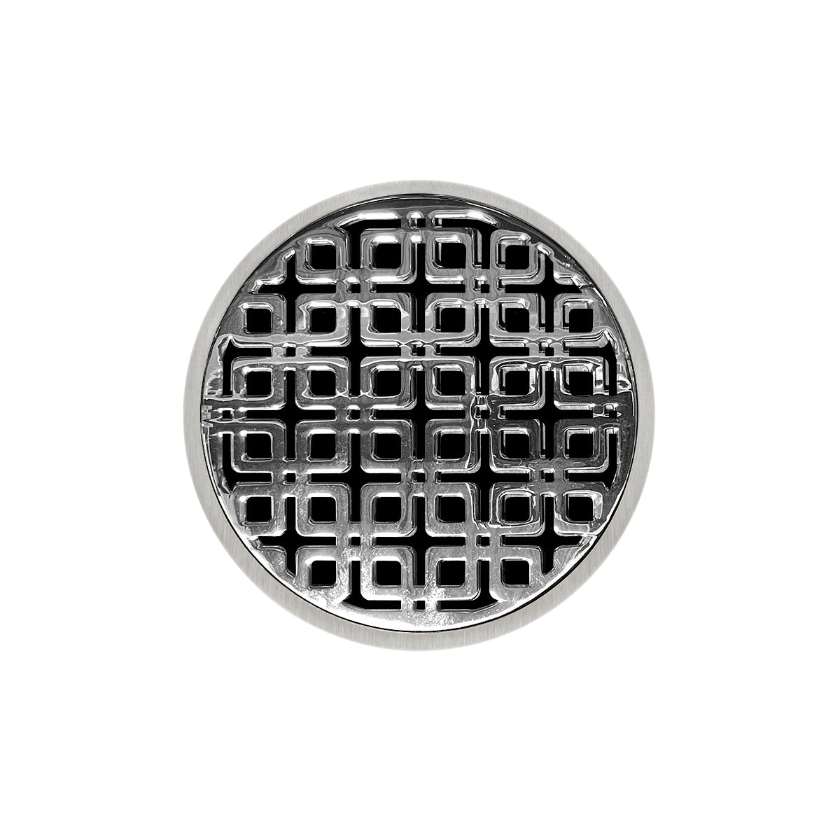 Infinity Drain 5" Round RKD 5 High Flow Complete Kit with Link Pattern Decorative Plate with ABS Drain Body, 3" Outlet