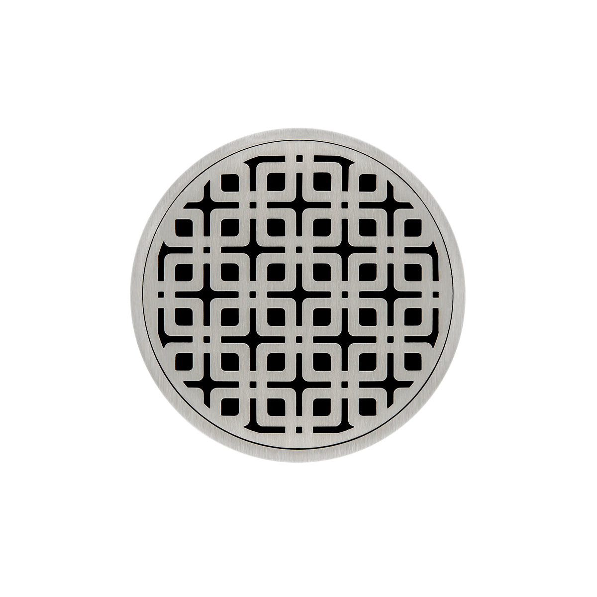 Infinity Drain 5" Round RKD 5 High Flow Complete Kit with Link Pattern Decorative Plate with ABS Drain Body, 3" Outlet
