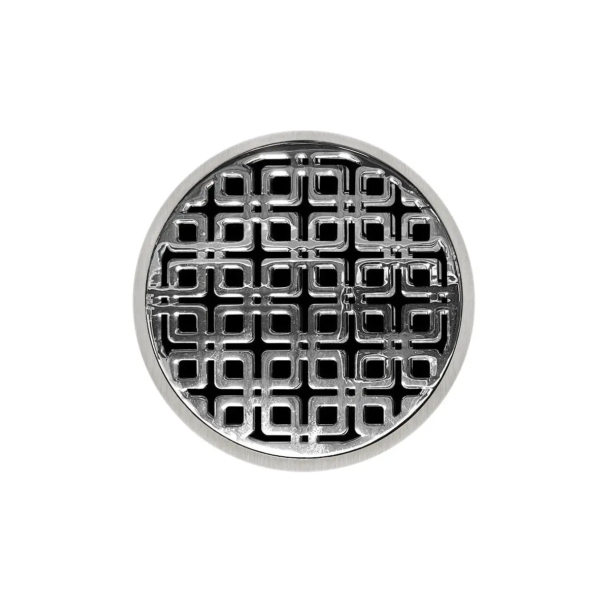 Infinity Drain 5" Round RKDB 5 Complete Kit with Link Pattern Decorative Plate with PVC Bonded Flange Drain Body, 2", 3" and 4" Outlet by Infinity Drain