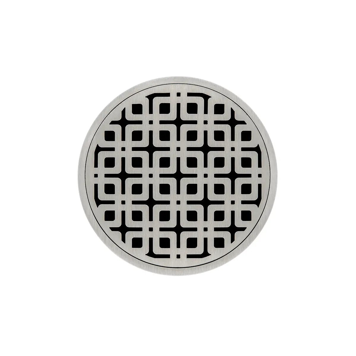 Infinity Drain 5" Round RKDB 5 Complete Kit with Link Pattern Decorative Plate with PVC Bonded Flange Drain Body, 2", 3" and 4" Outlet by Infinity Drain