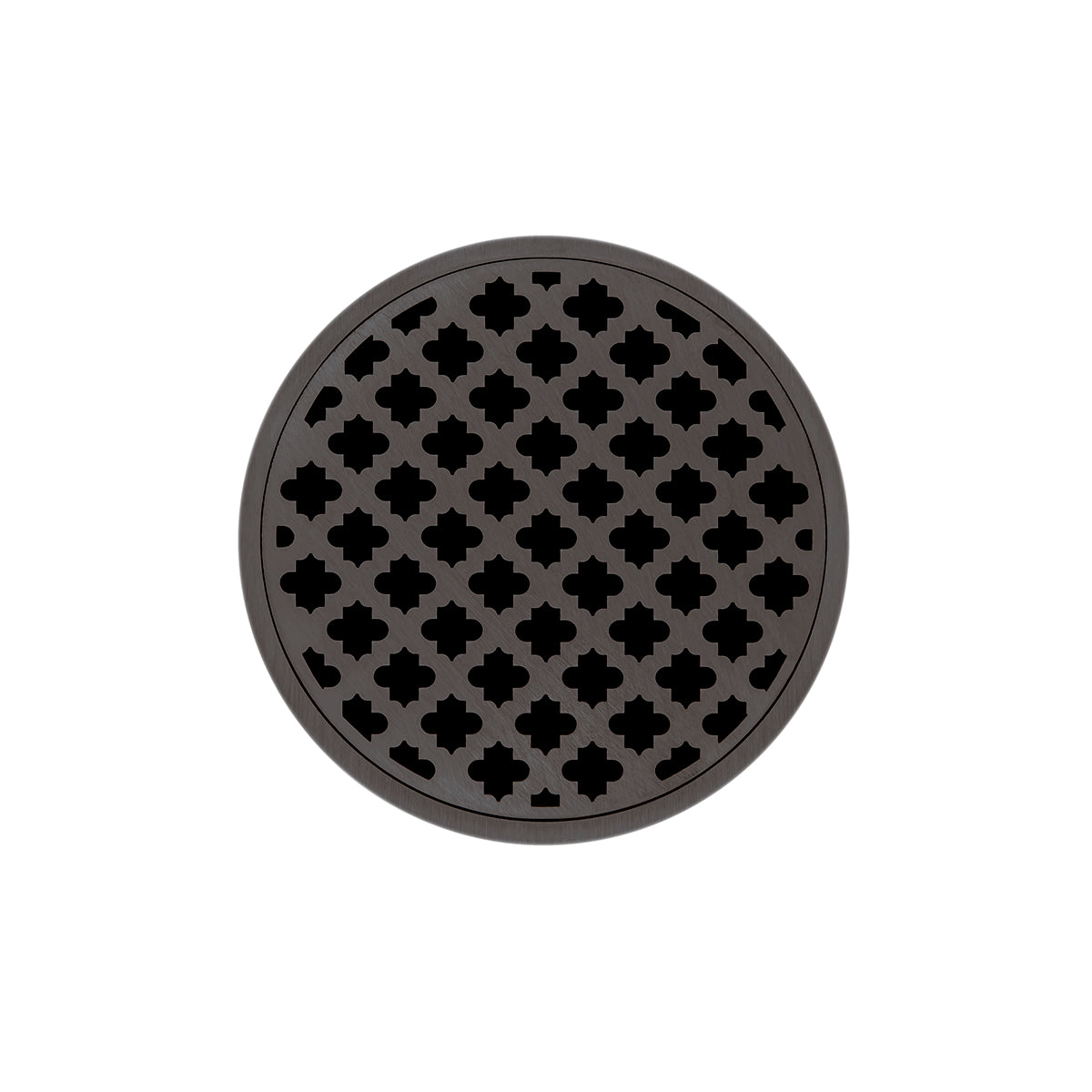Infinity Drain 5" Round RMD 5 High Flow Complete Kit with Moor Pattern Decorative Plate with PVC Drain Body, 3" Outlet