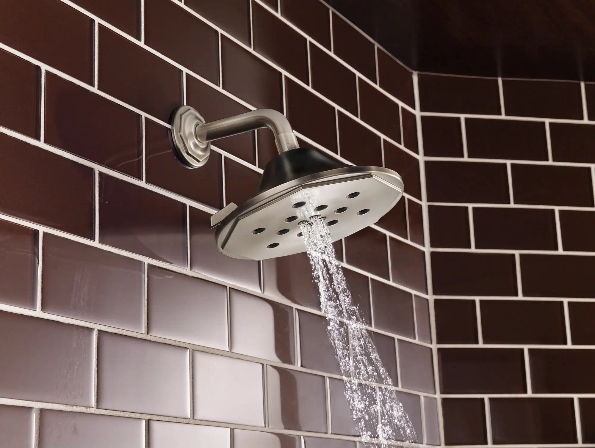 luxe nickel /matte black showerhead