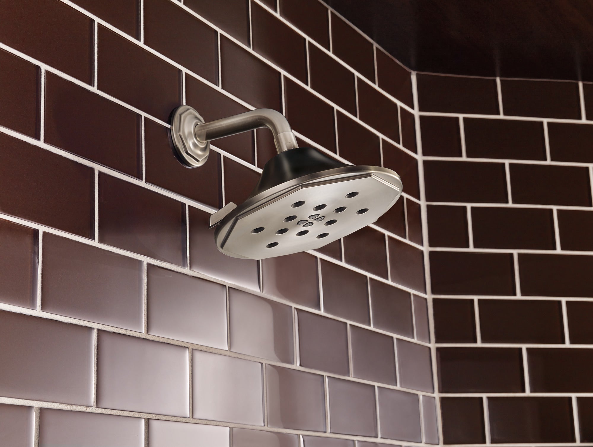 luxe nickel /matte black showerhead