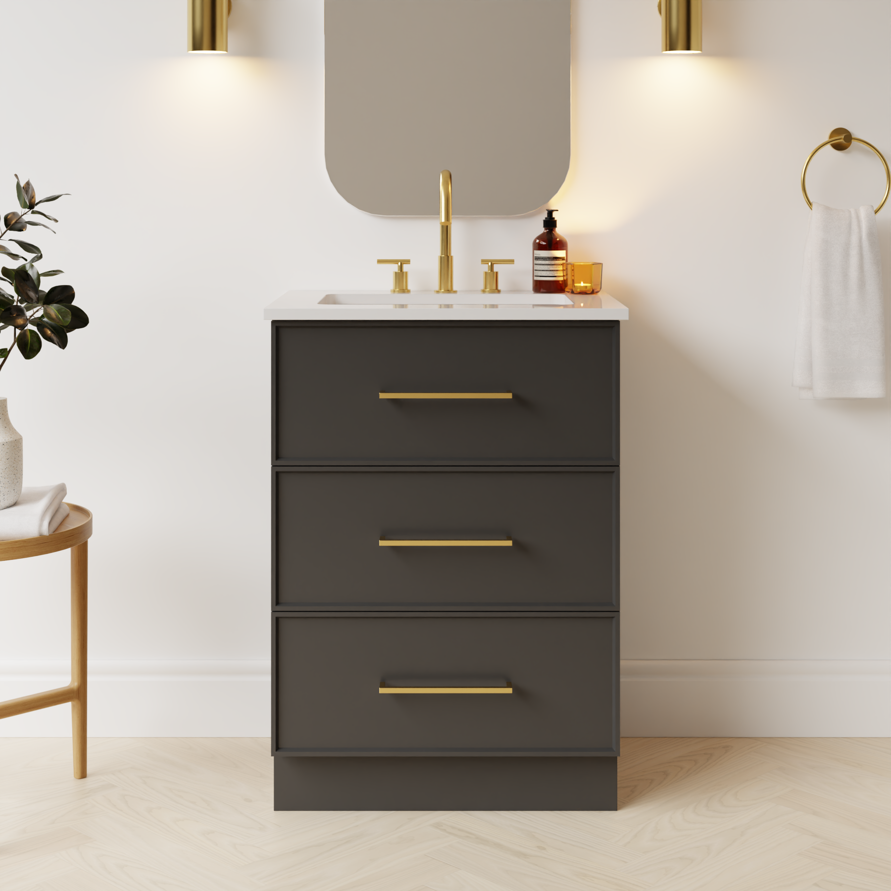 dark grey satin paint vanity