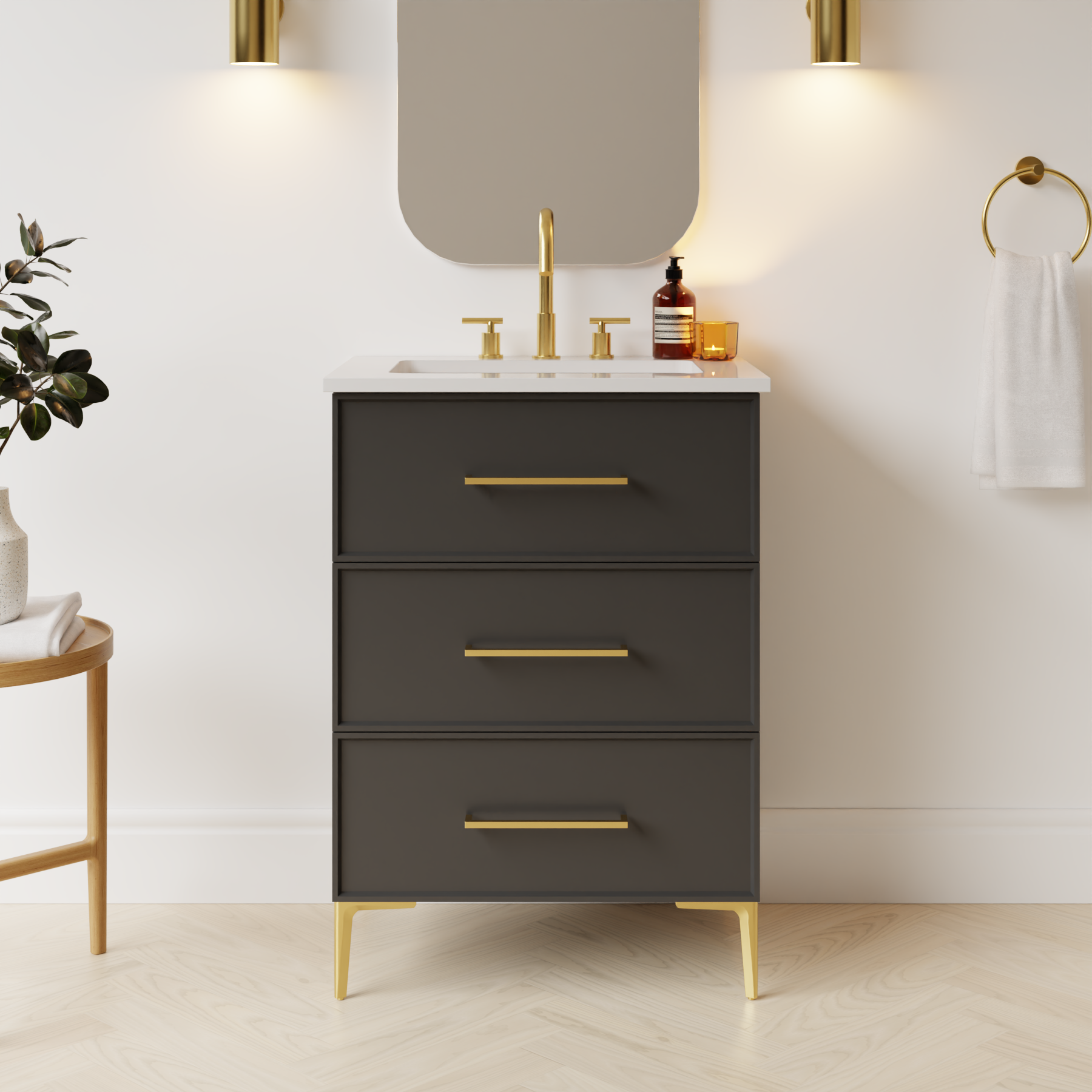 dark grey satin paint vanity