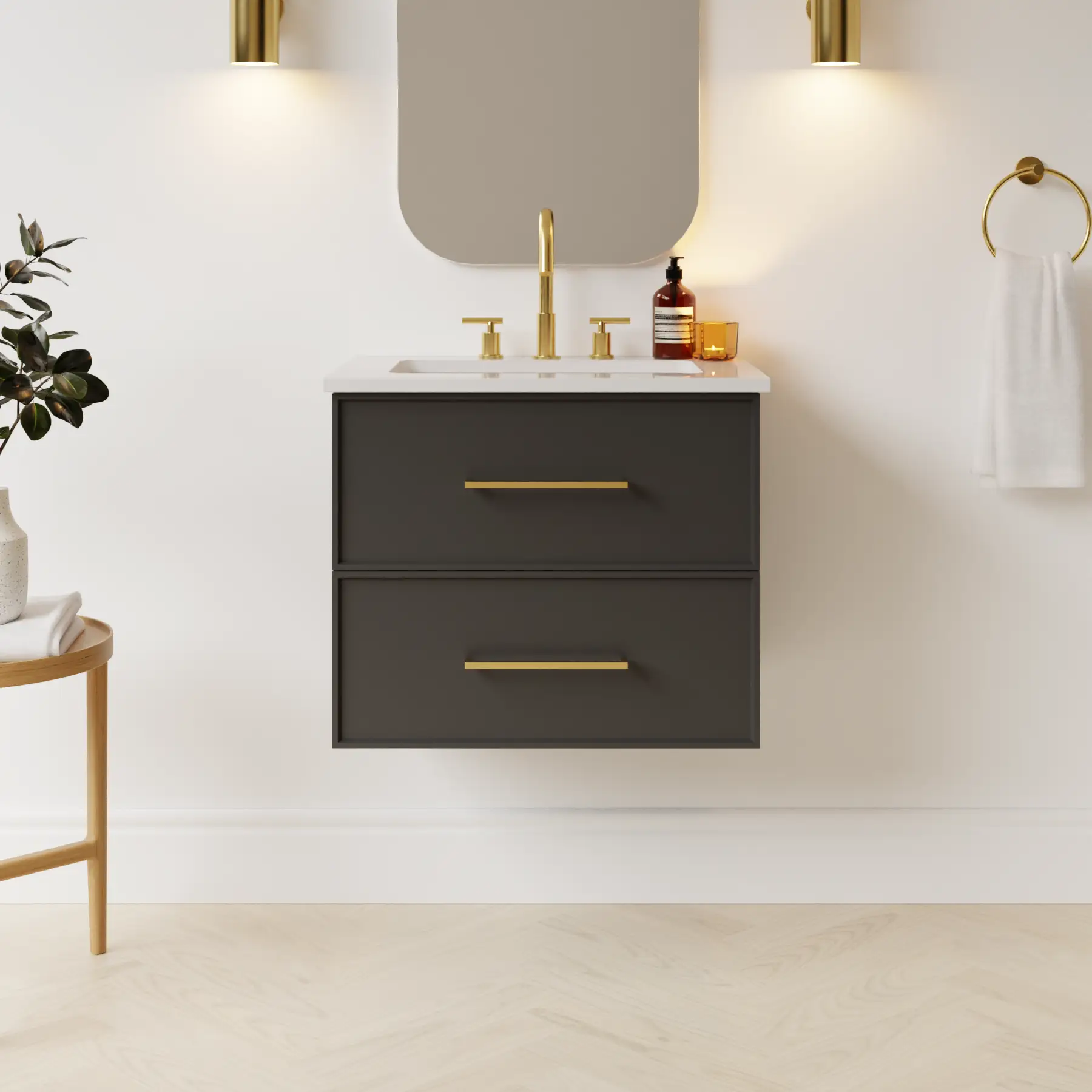 dark grey satin paint vanity