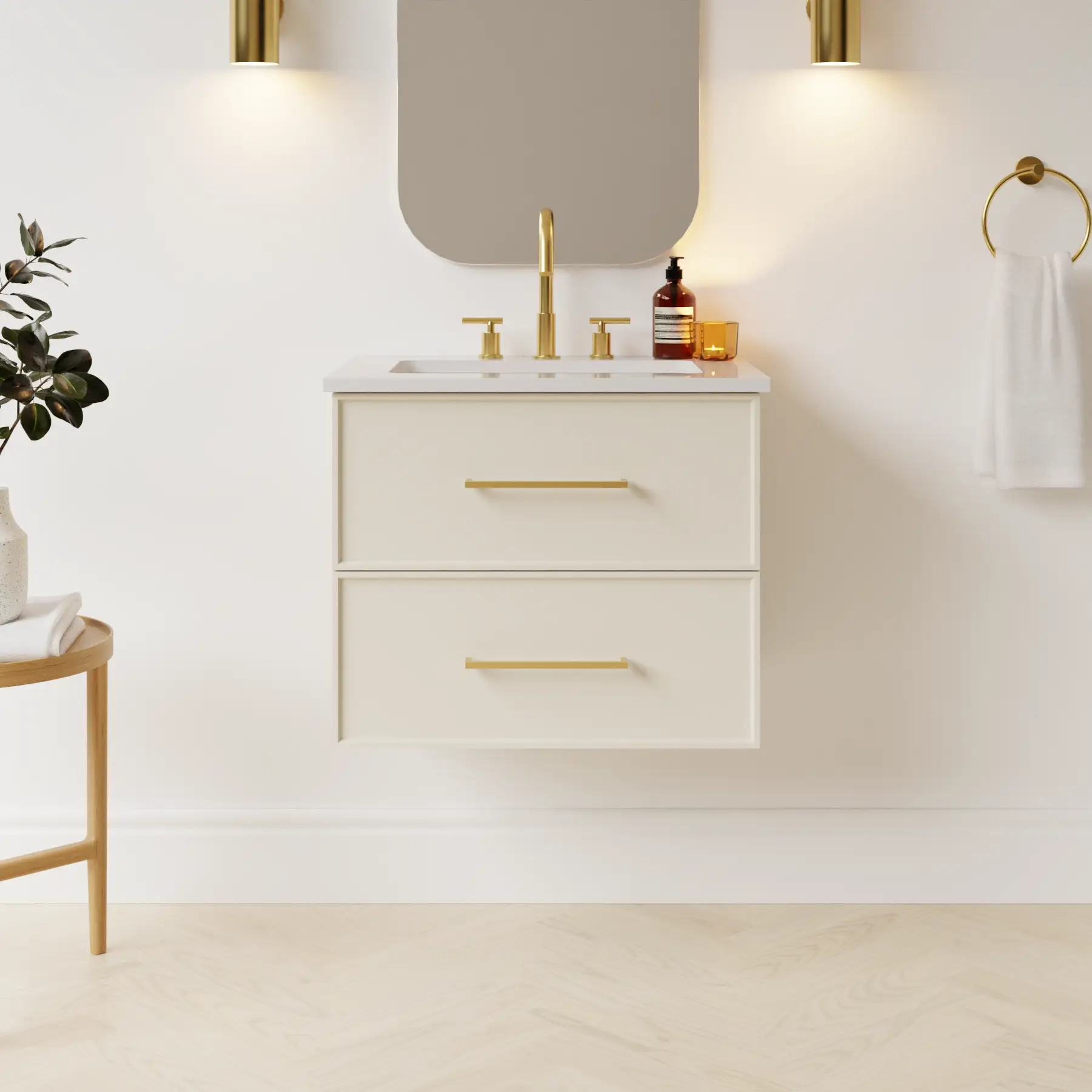 grey beige satin paint vanity