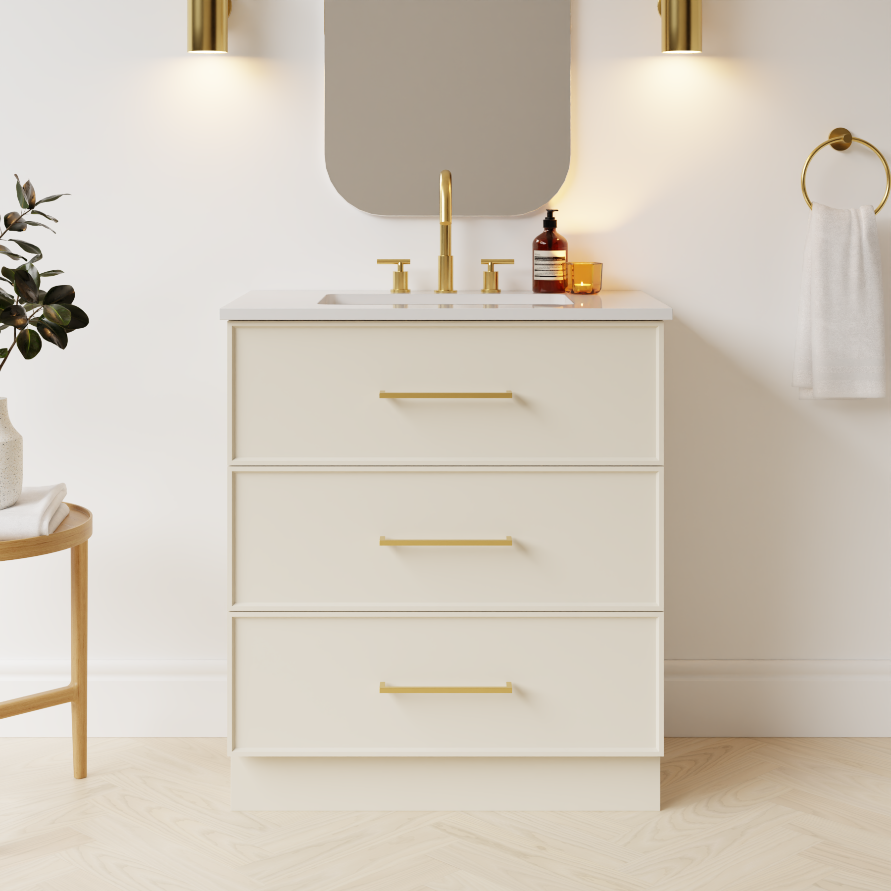 grey beige satin paint vanity