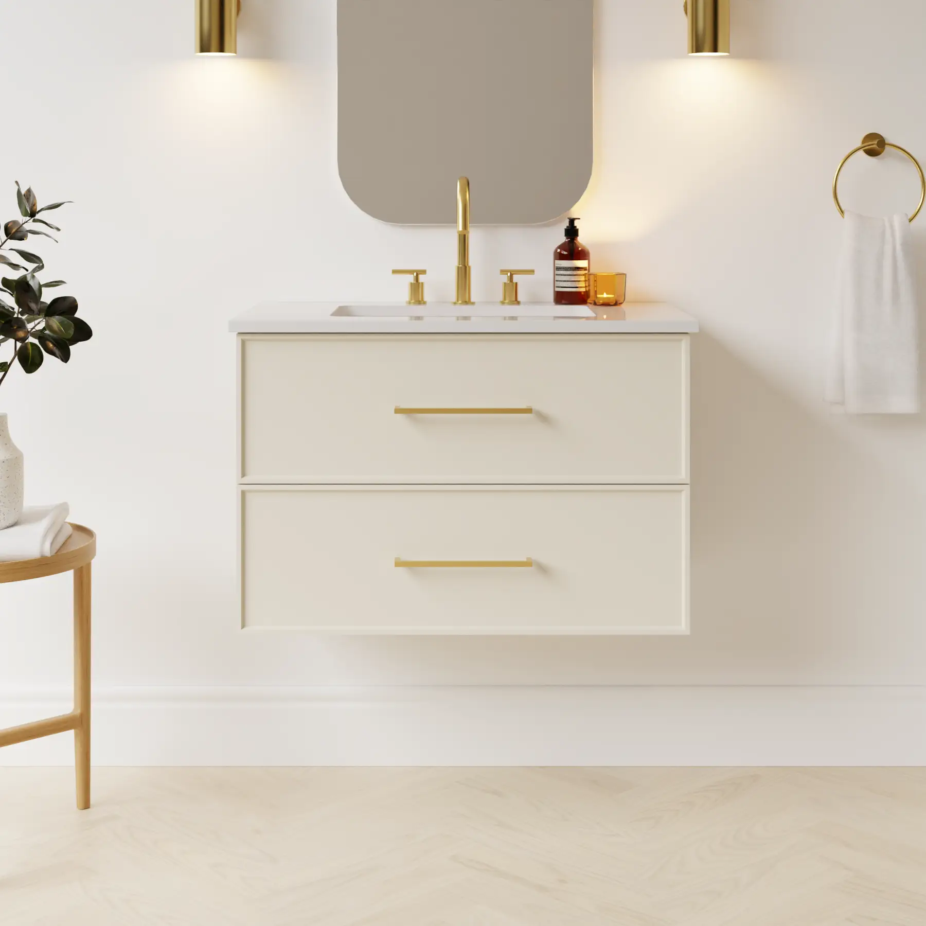 grey beige satin paint vanity